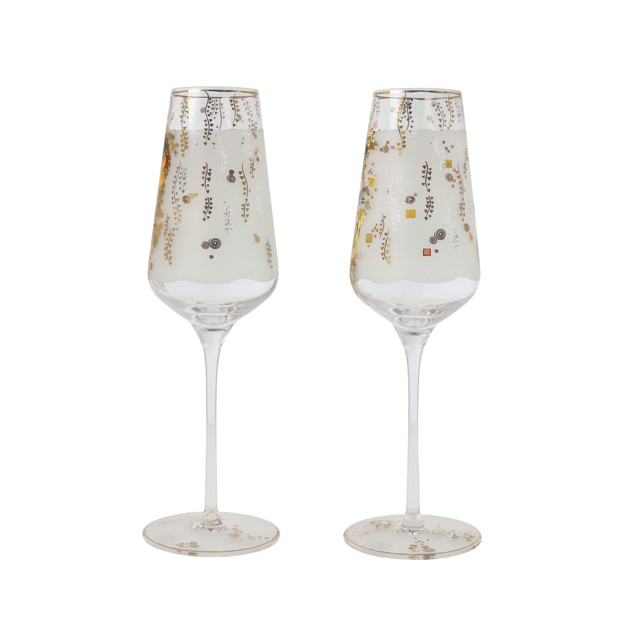 Dekomiro Sektglas Goebel Sektgläser Gustav Klimt Adele & der Kuss + Dekomiro Glastuch, 2-tlg.