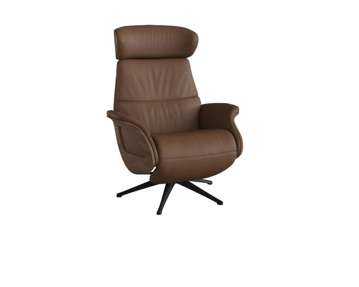 FLEXLUX Relaxsessel Clement elektrischer Funktionsessel, Размер M, Rücken & Fußteil elektrisch, Akku, Arml. Walnuss, Fuß schwarz