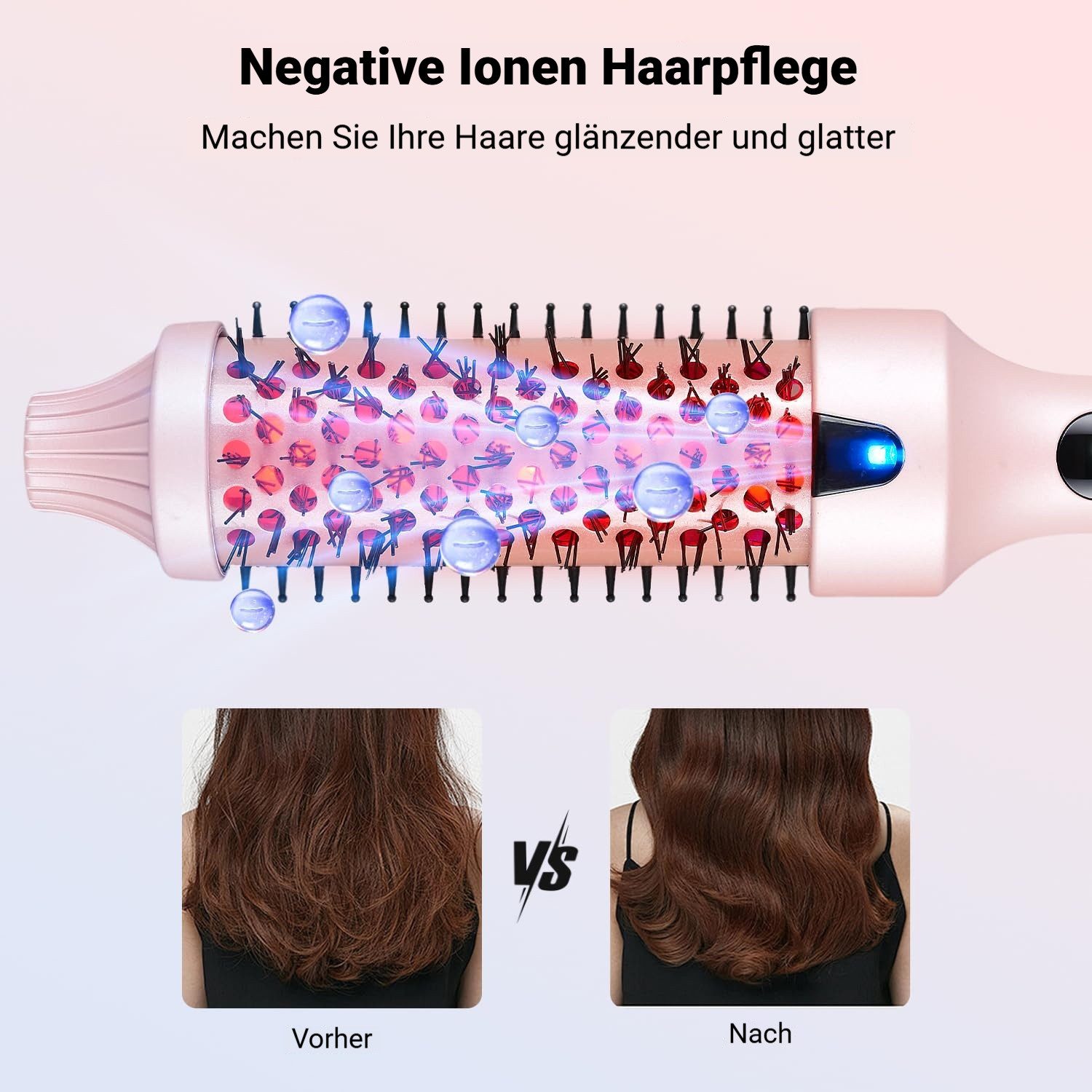 Tekoo Warmluftbürste Volumenbürste & Lockenstab mit Infrarot, Ionen-Funktion & Zubehör-Set, Schnelle Aufheizung, Infrarot-Haarpflege, Anti-Verbrühungs-Design