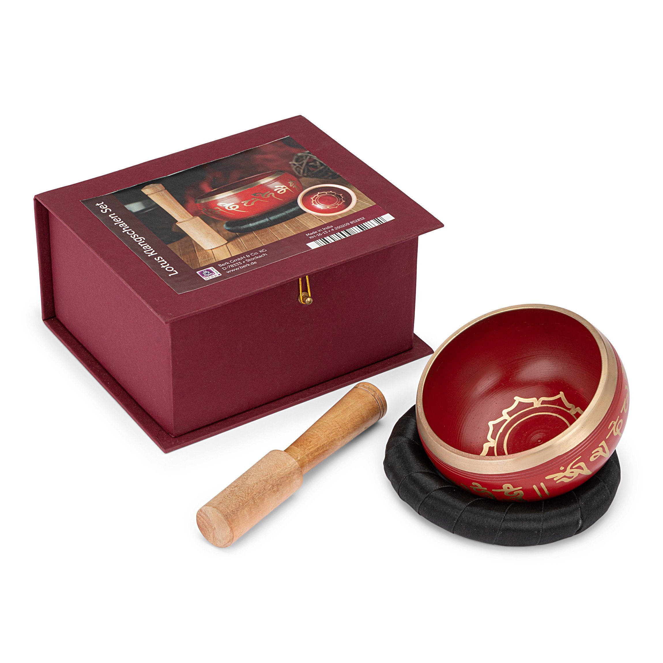 NKlaus Räucherschale Klangschalen Set 12cm mit Klöppel und Kissen Tibet, (3 St)