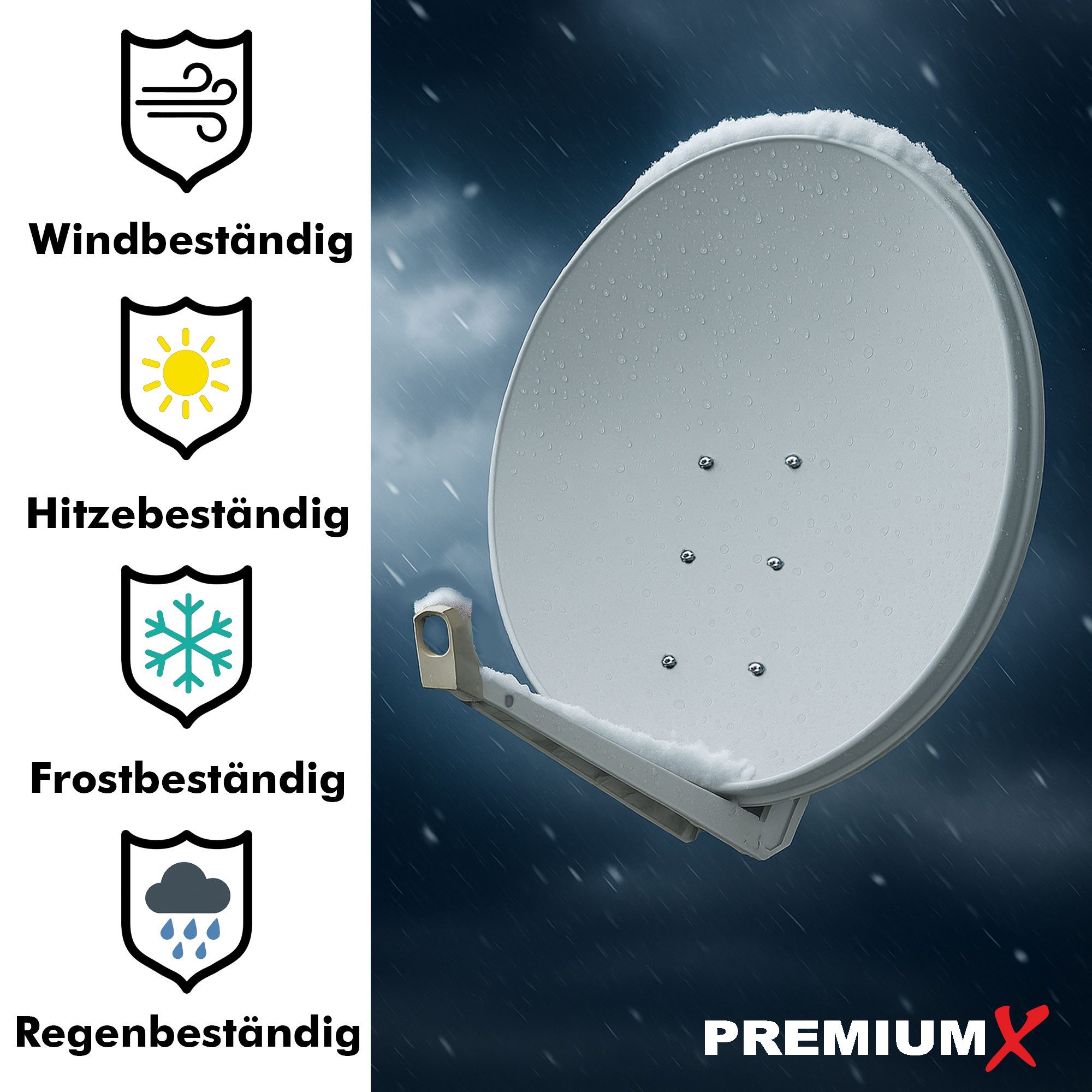 PremiumX DELUXE100 Satellitenantenne 100 cm Aluminium Hellgrau SAT-Antenne – Bild 5 von 5