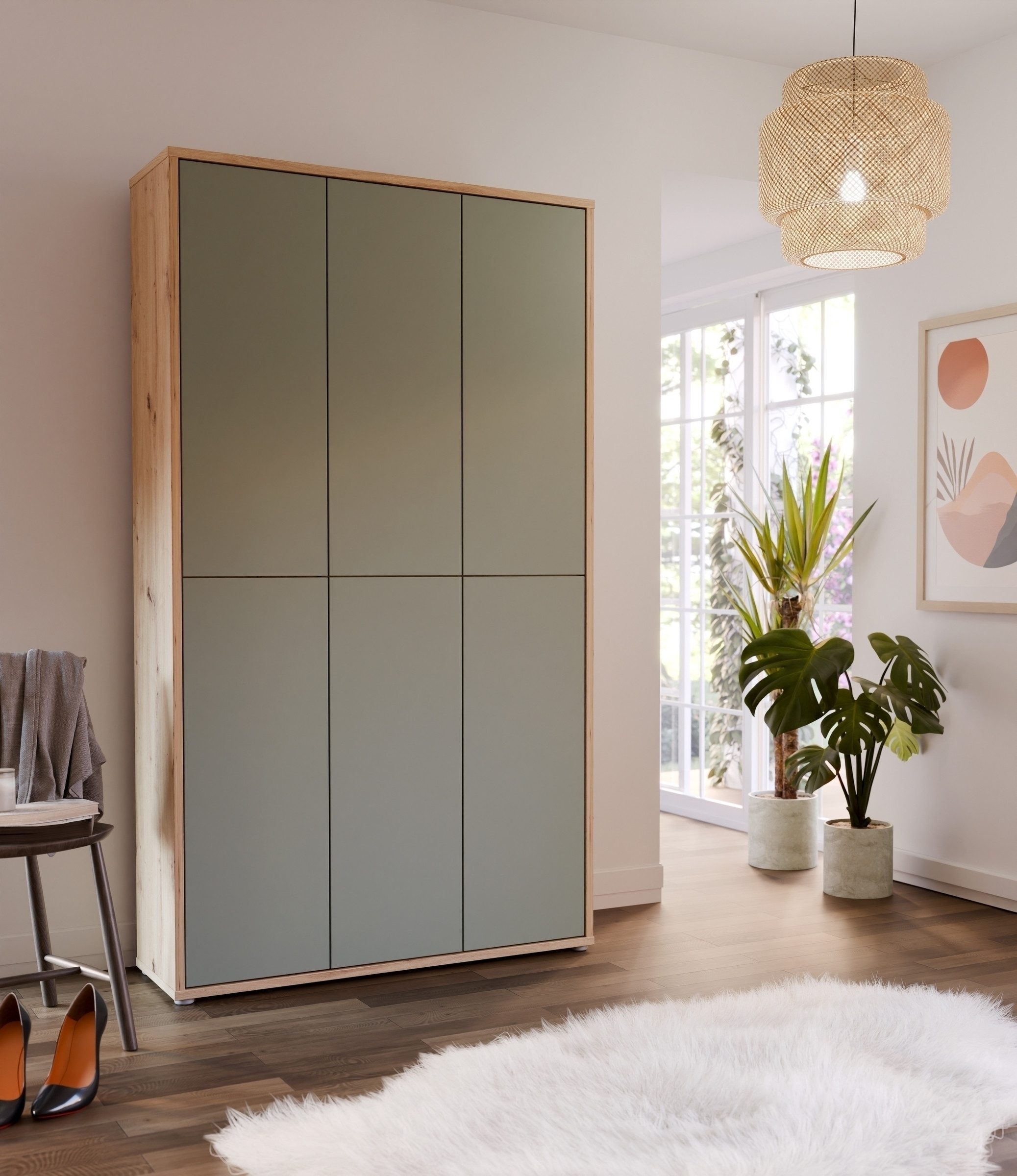 freiraum Schuhschrank Alanna 6 Türen, Salbei / Artisan Eiche Dekor - 109,2x günstig online kaufen