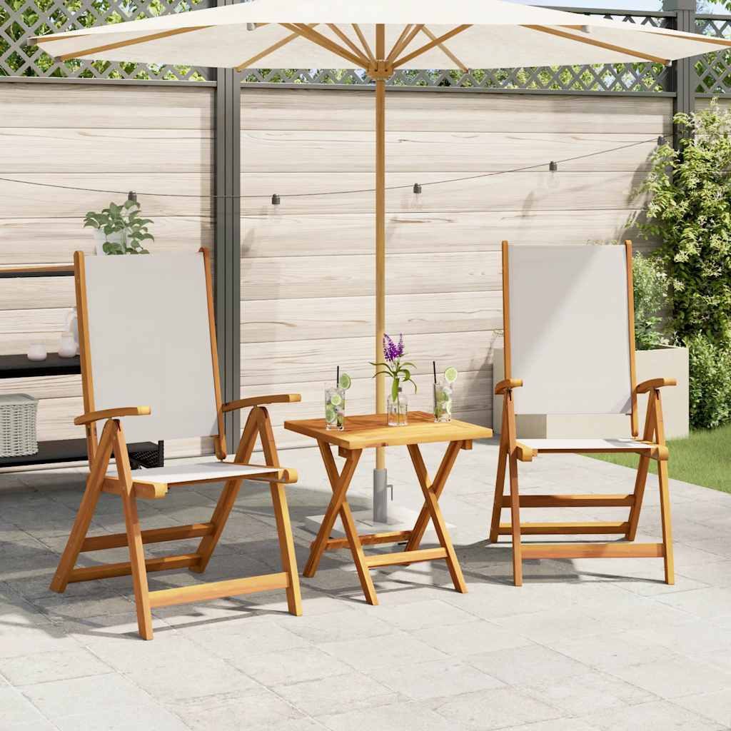 vidaXL Gartenstuhl Gartenstühle 2 Stk. Klappbar Massivholz und Textilene (2 St)