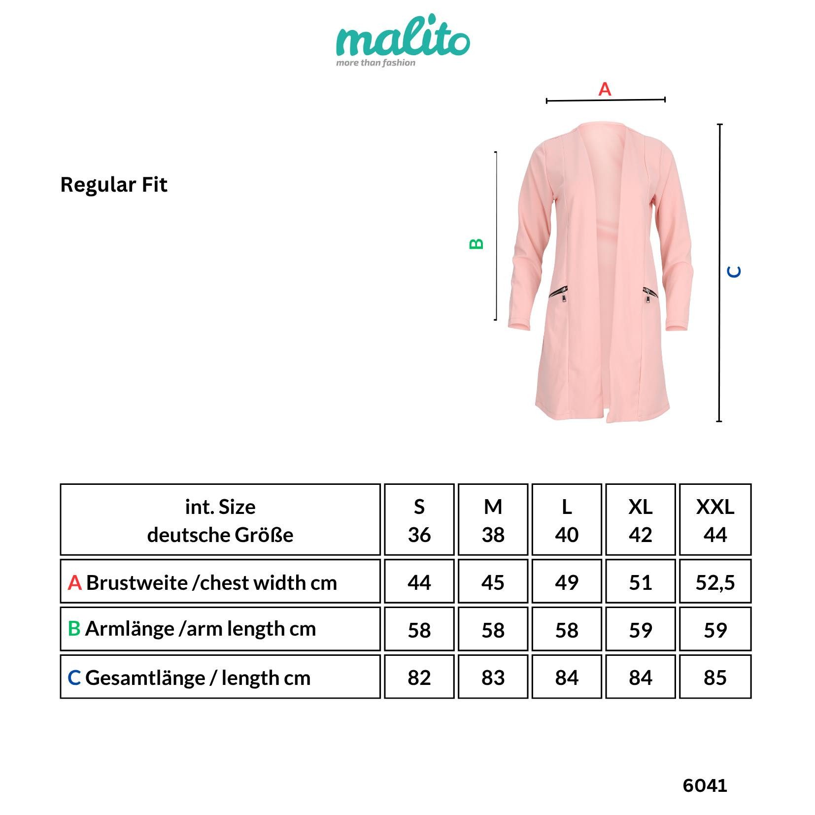 malito more than fashion Jackenblazer Long Blazer 6041 offener Long Blazer