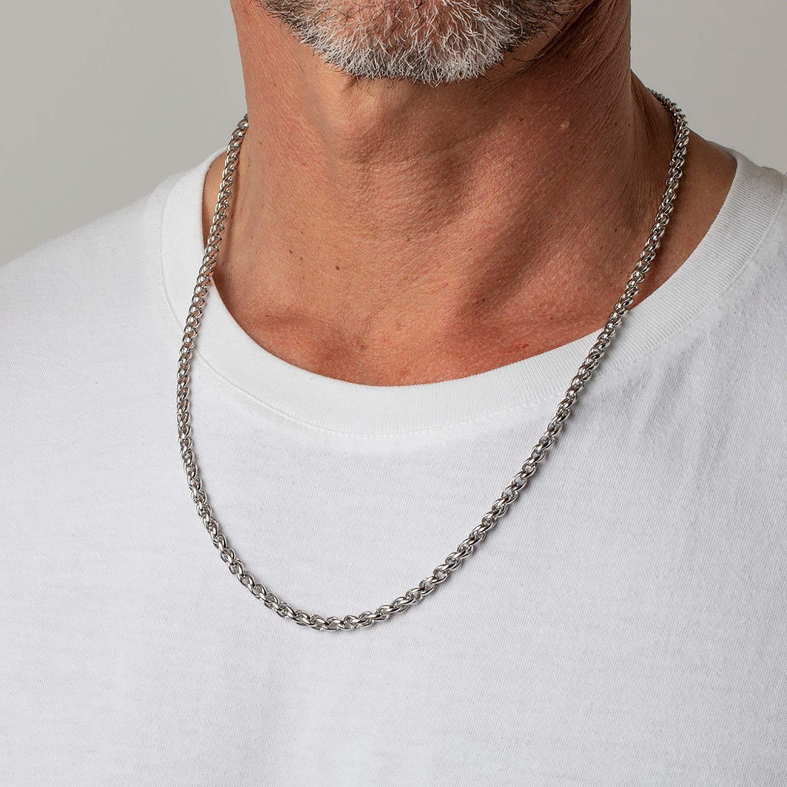Halsketten silber Edelstahlkette Lotus Herren (Halskette), Style Lotus für Halskette Style Edelstahl Steel) (Stainless