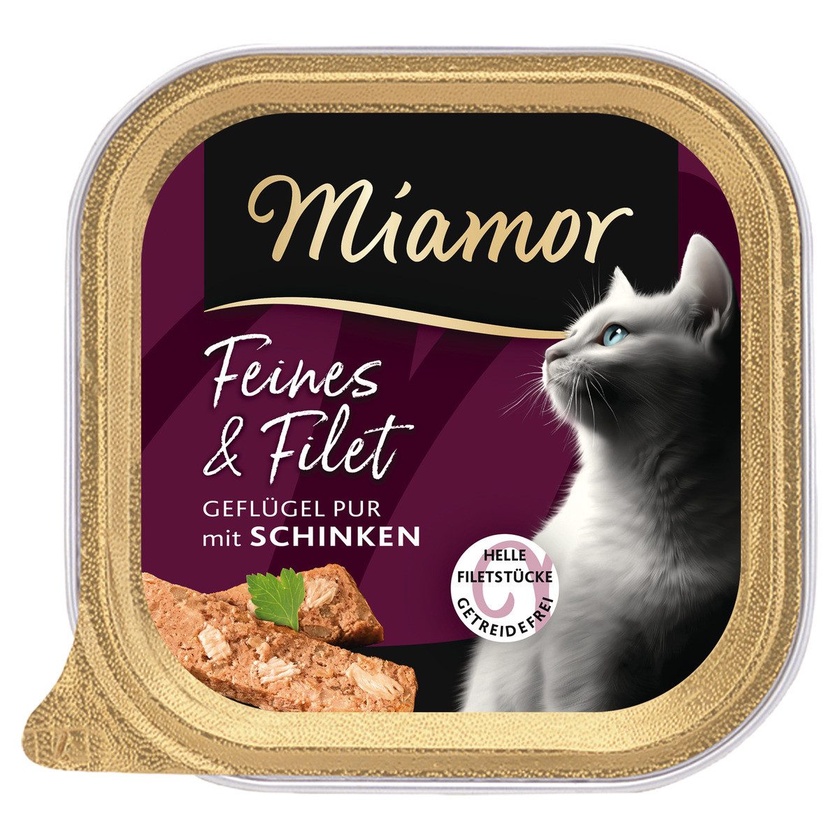 Miamor Feines & Filet Geflügel Pur & Schinken 100 g - 16 Stück, Nassfutter für: Katze