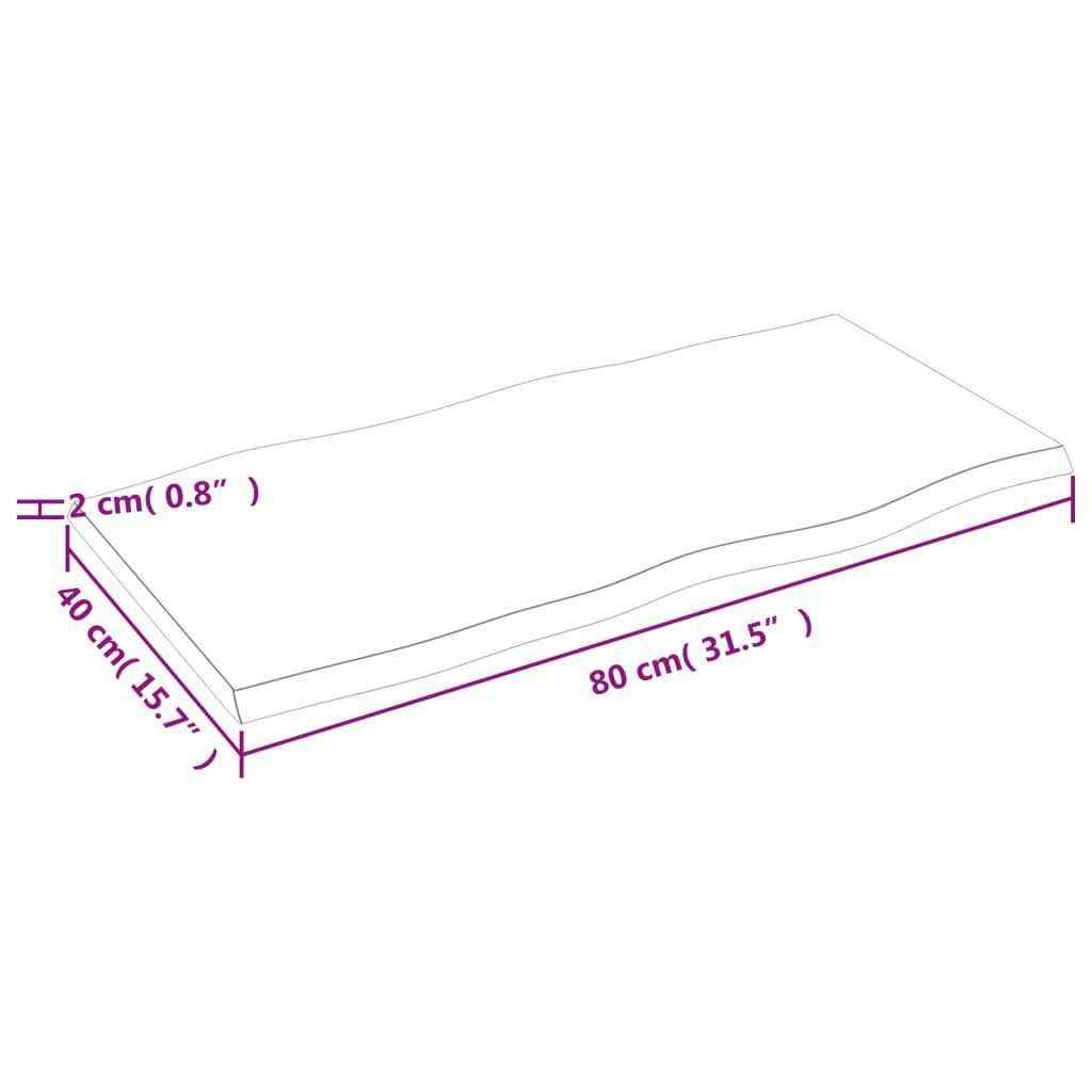furnicato Tischplatte 80x40x2 cm Baumkante Massivholz Unbehandelt Eiche (1 St)