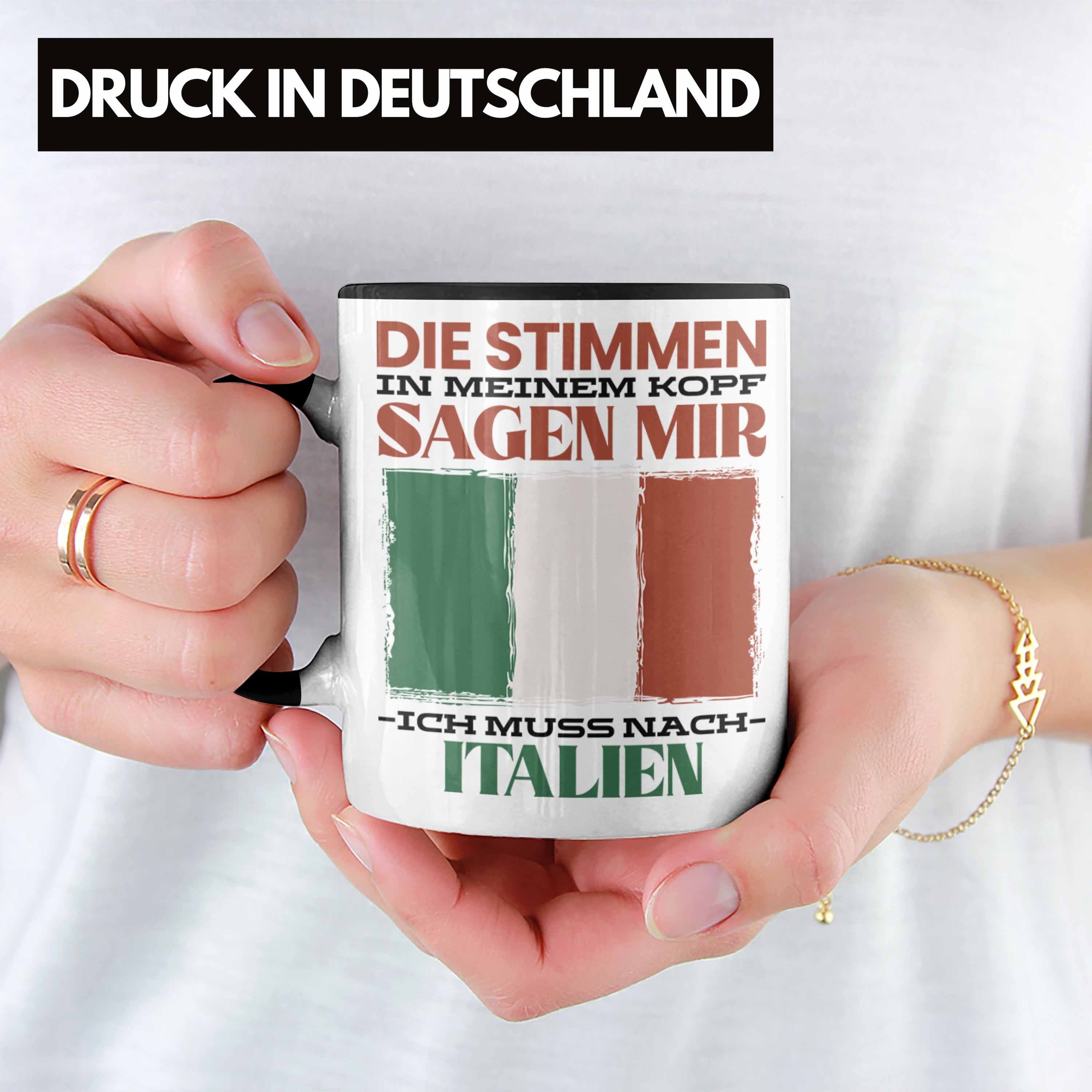 Schwarz Geschenkidee Italien Geschenk Tasse Tasse Italiener Heimat Spruch Urlaub Trendation