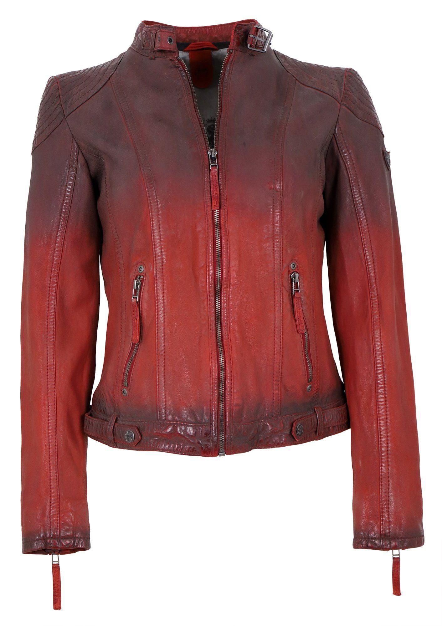 Gipsy by Mauritius Lederjacke Cascha LAMOV Gipsy - Damen Lederjacke Kapuze Lammnappa rot bio antik