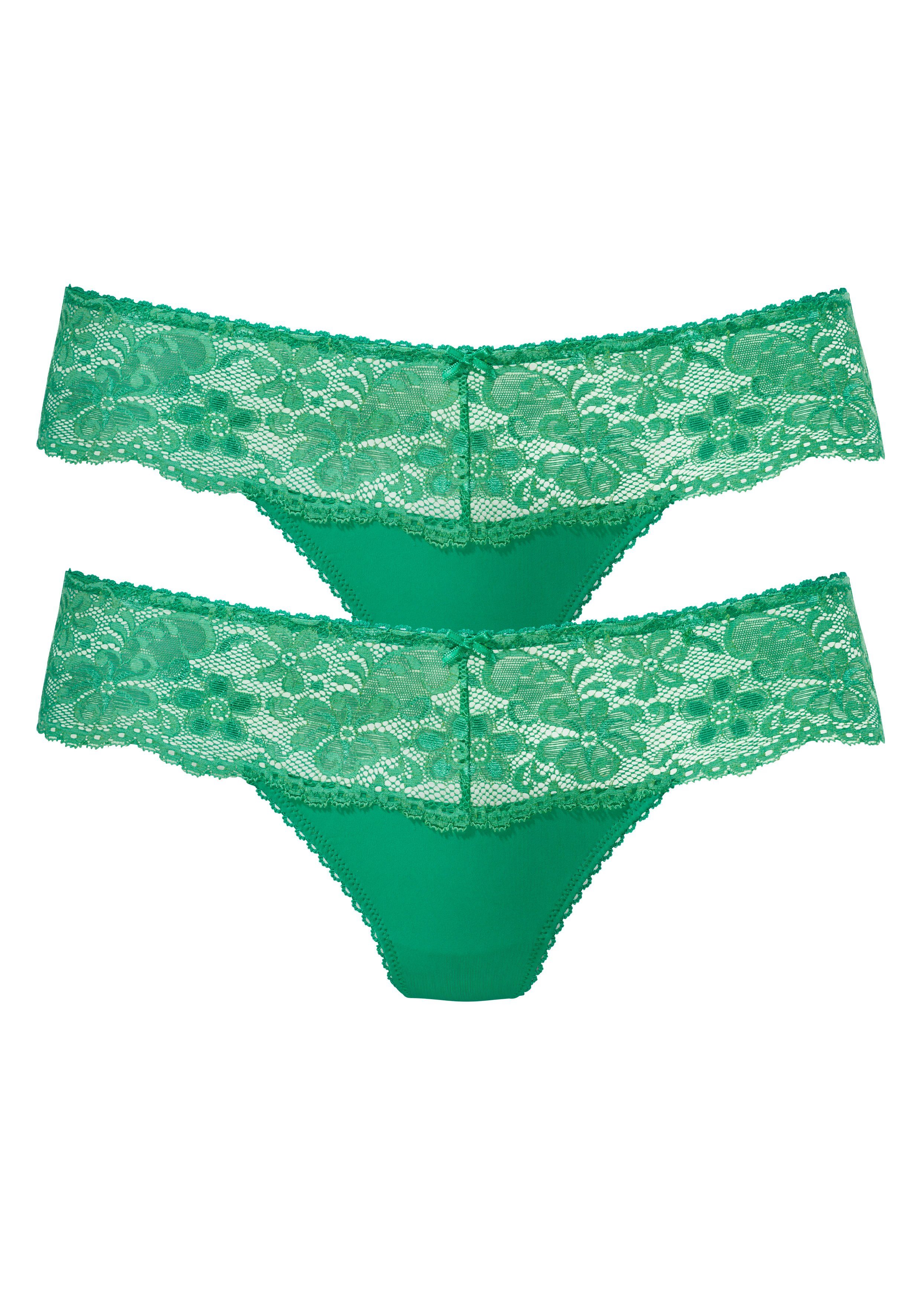 Nuance String (2-St) Dessous mit breitem Spitzenband | Klassische Panties