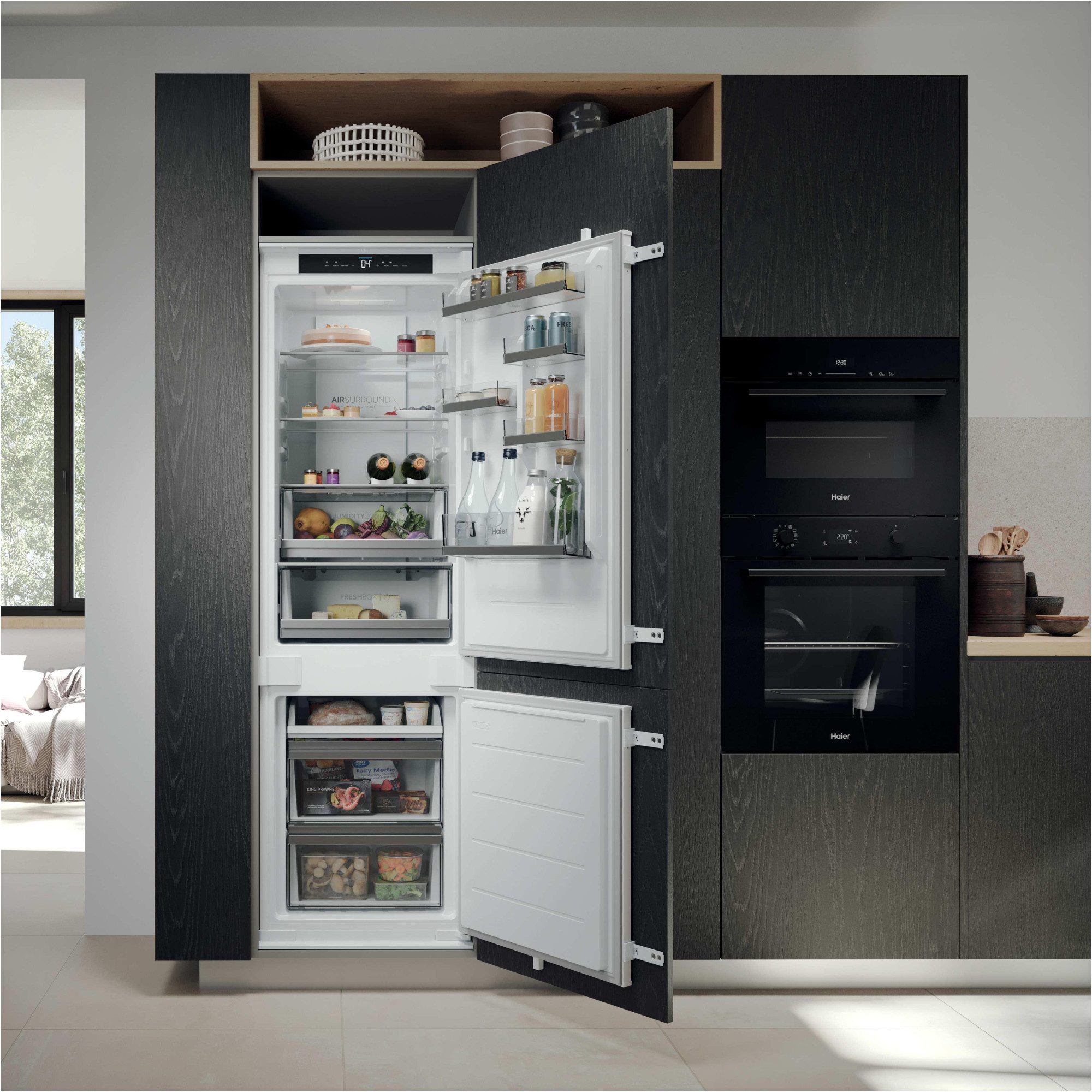Haier Einbaukühlgefrierkombination ID Titanium 2 HBQW5518D, 177,2 cm hoch, 54 cm breit, Humidity Zone: Obst, Gemüse und Salat 2x länger frisch halten