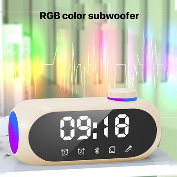 BlingBin Radiowecker LED Digitaluhr mit Einstellbarer LED-Anzeige und Farbiges Nachtlicht USB Wiederaufladbare Digitaluhr mit Bluetooth-Lautsprecher, FM-Radio