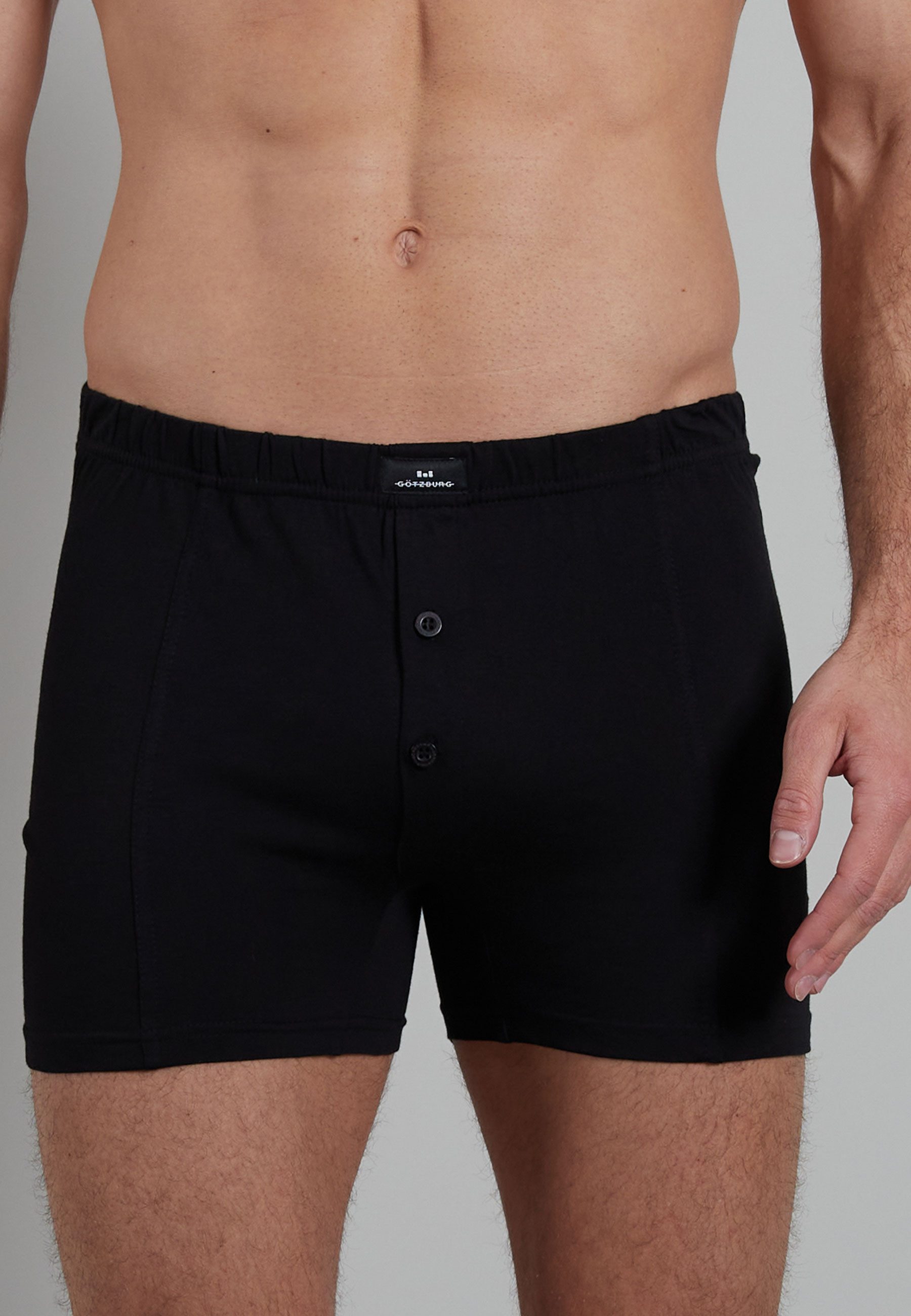 GÖTZBURG Boxershorts GÖTZBURG Herren Boxershort schwarz uni 2er Pack (2-St)