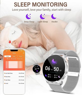 Niolina Smartwatch (1,32 Zoll, Android iOS), mit Telefonfunktion HD Voll Touchscreen Armbanduhr 20 Sportmodi IP67