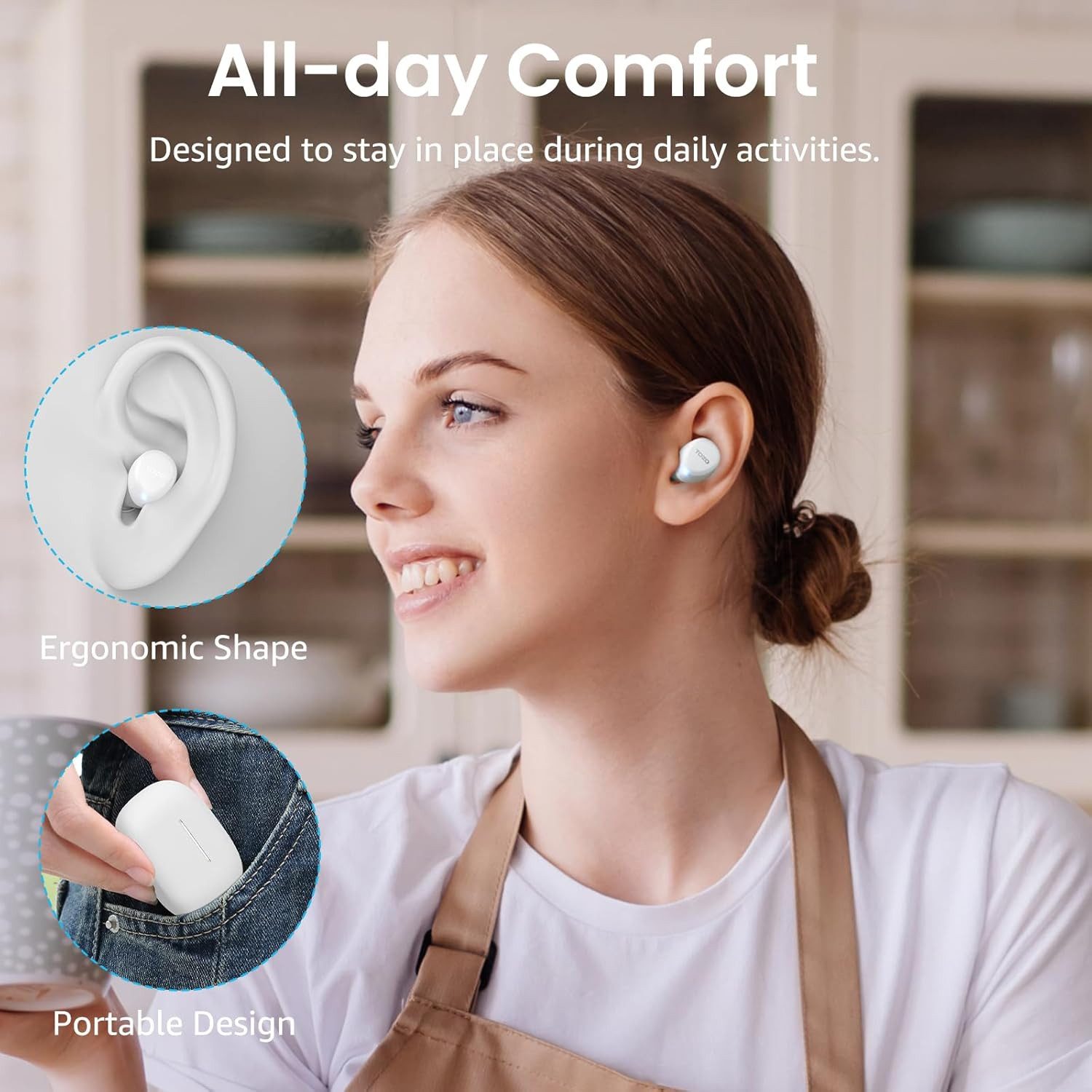 TOZO Ultraleichte Bluetooth Kopfhörer kabellos mit 32 Std. Akkulaufzeit In-Ear-Kopfhörer (Optimal für Reisen, Arbeit oder Sport, mit langlebigem Akku und hochwertiger Klangqualität jederzeit einsatzbereit., Stereo Sound Earbuds mit Touchsteuerung & IPX5 Wasserschutz)