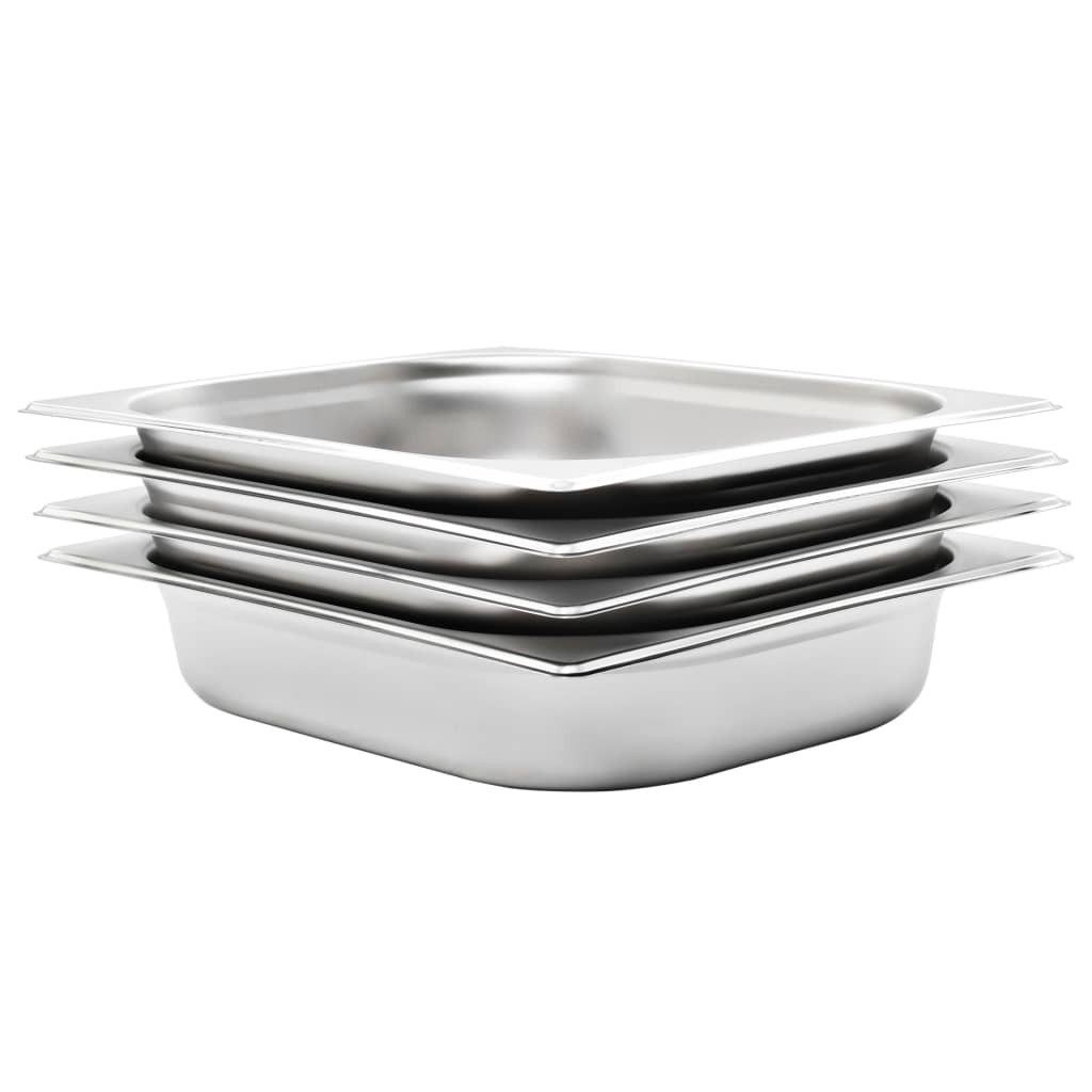 vidaXL Thermobehälter Gastronormbehälter 4 Stk. GN 1/2 65 mm Edelstahl, Edelstahl, 4x Gastronormbehälter GN-Behälter Gastronorm Edelstahl GN 1/2 65 mm