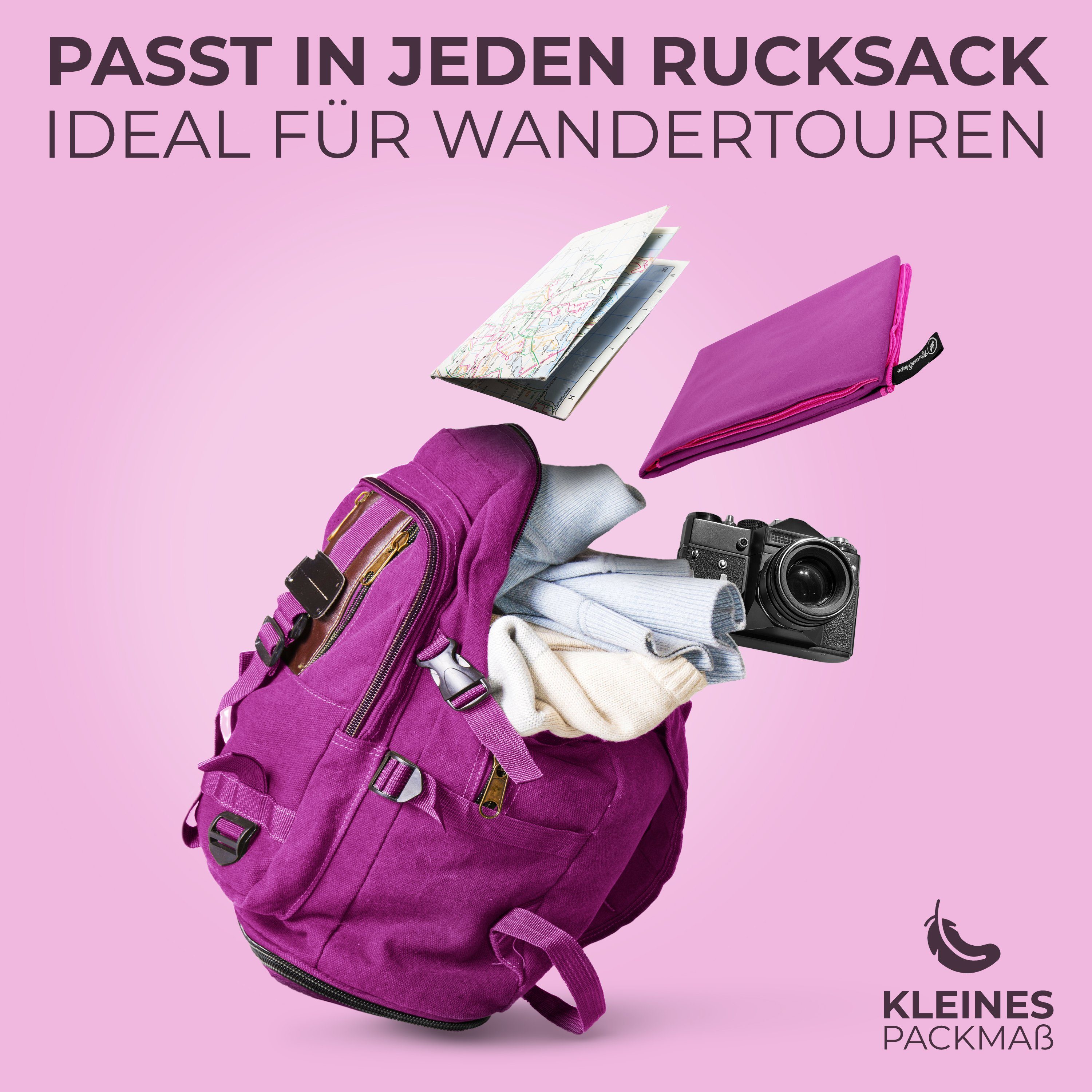 NirvanaShape Reisehandtuch Mikrofaser Handtücher Set, Badehandtuch, Reisehandtuch, Strandtuch, Ecktasche mit Reißverschluss, saugfähig, leicht, schnelltrocknend