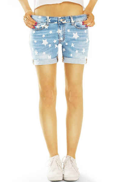 be styled Hotpants Jeans Shorts kurze Hosen Hotpants mit Sternenprint - Damen - j60k mit Stretch-Anteil, 5-Pocket-Style
