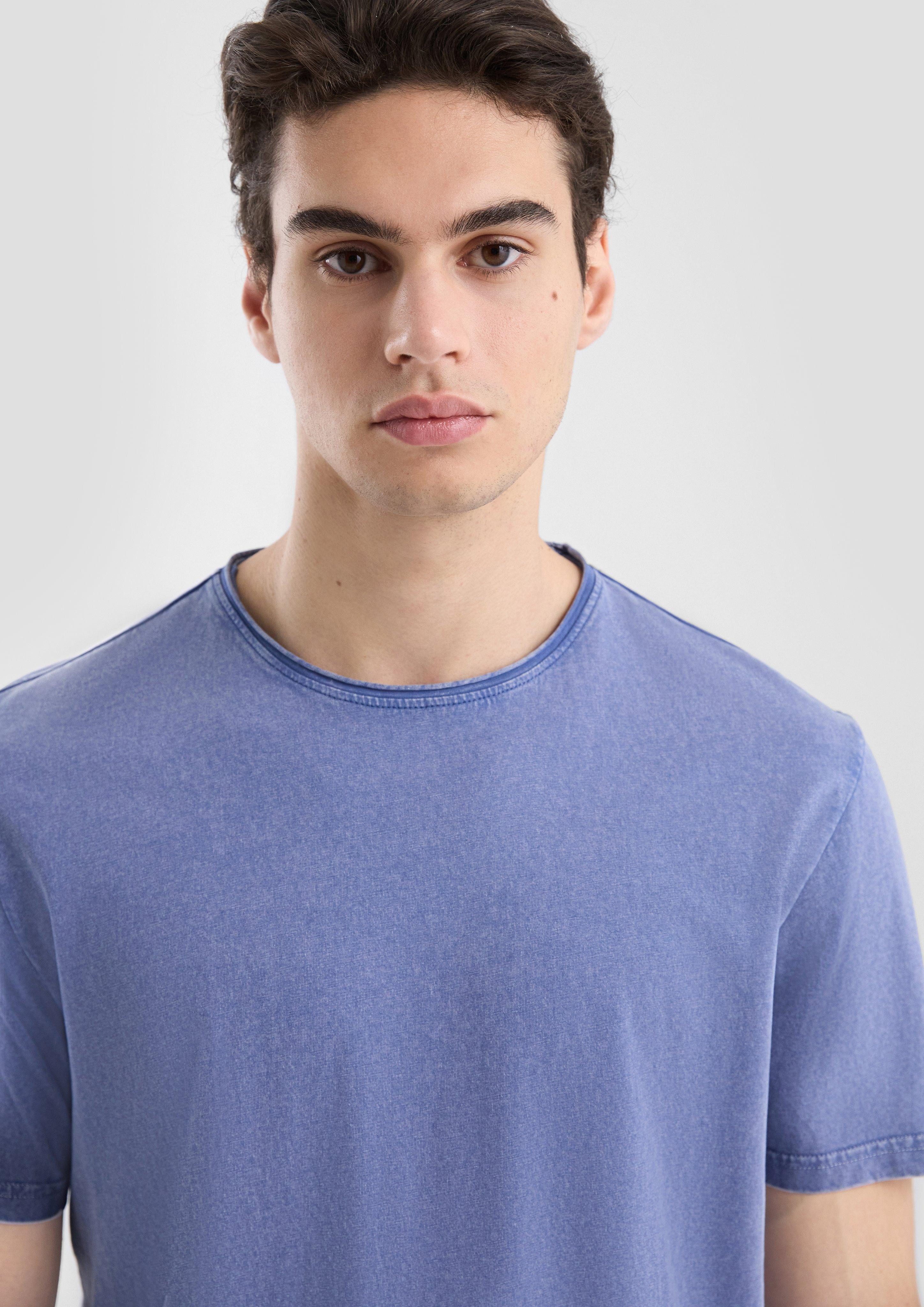QS Kurzarmshirt Gewaschenes T-Shirt mit Rollkante günstig online kaufen