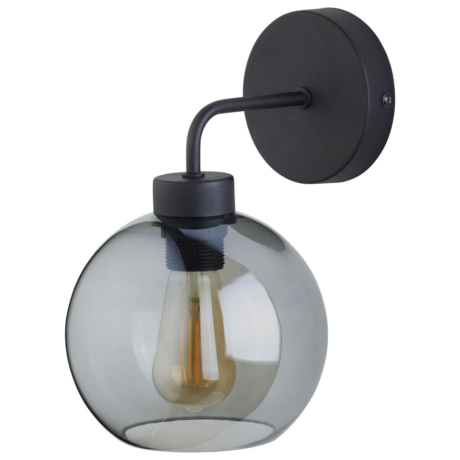 Licht-Erlebnisse Wandleuchte KANZENE, ohne Leuchtmittel, Moderne Wandlampe Schwarz Kugelschirm Graphit Wohnzimmer Lampe