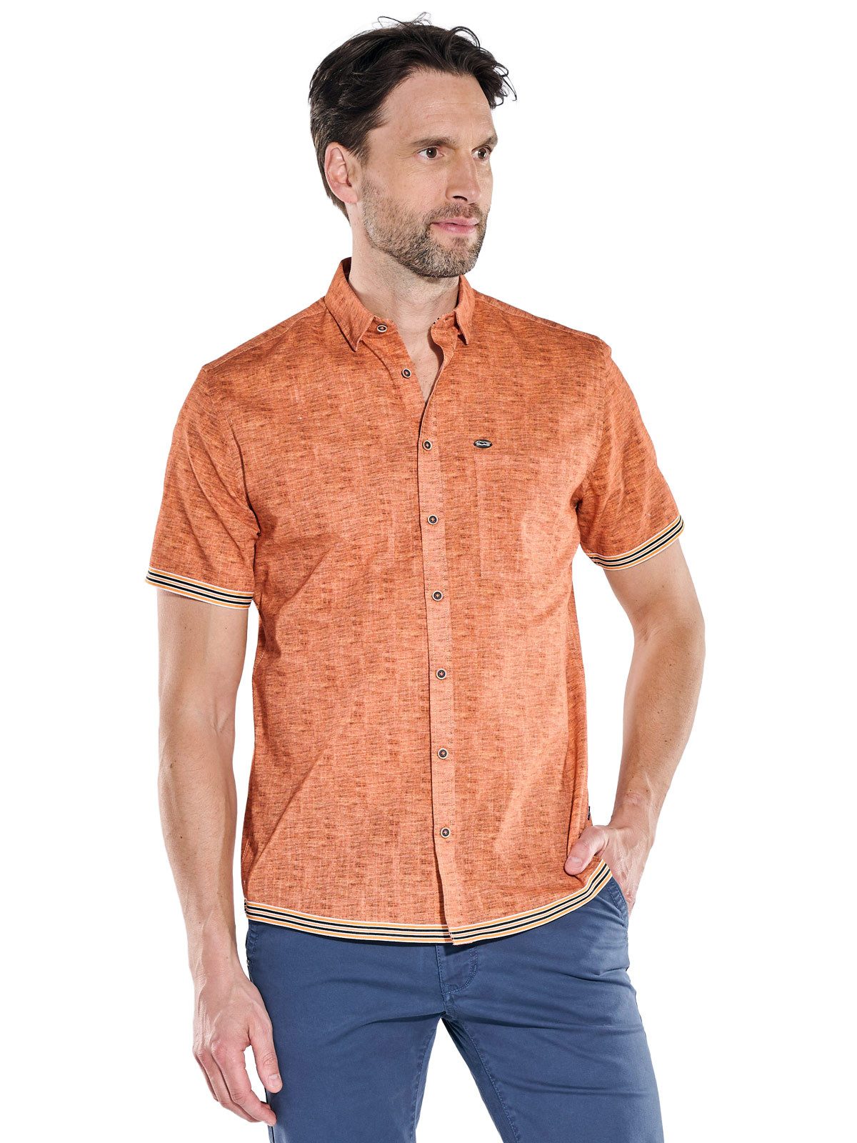 Engbers Kurzarmhemd Herren Baumwoll-Hemd mit Kontrastdetails, Orange