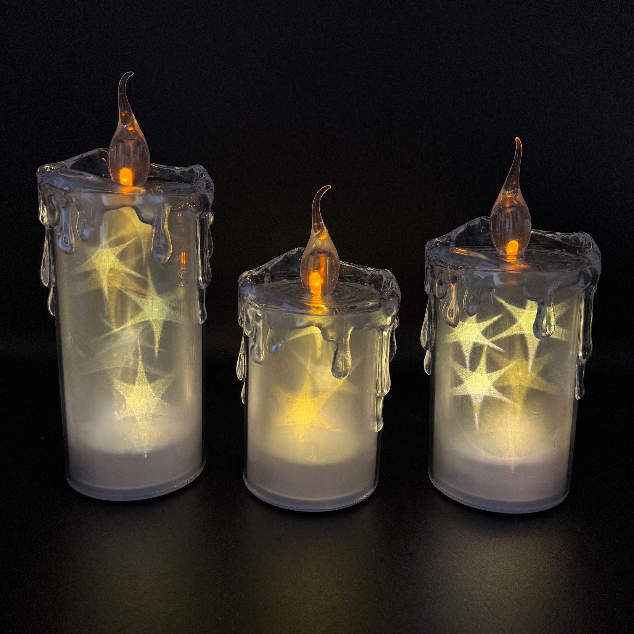 Online-Fuchs LED-Kerze - 3 LED Kerzen aus Acrylglas mit Hologrammsternen un günstig online kaufen
