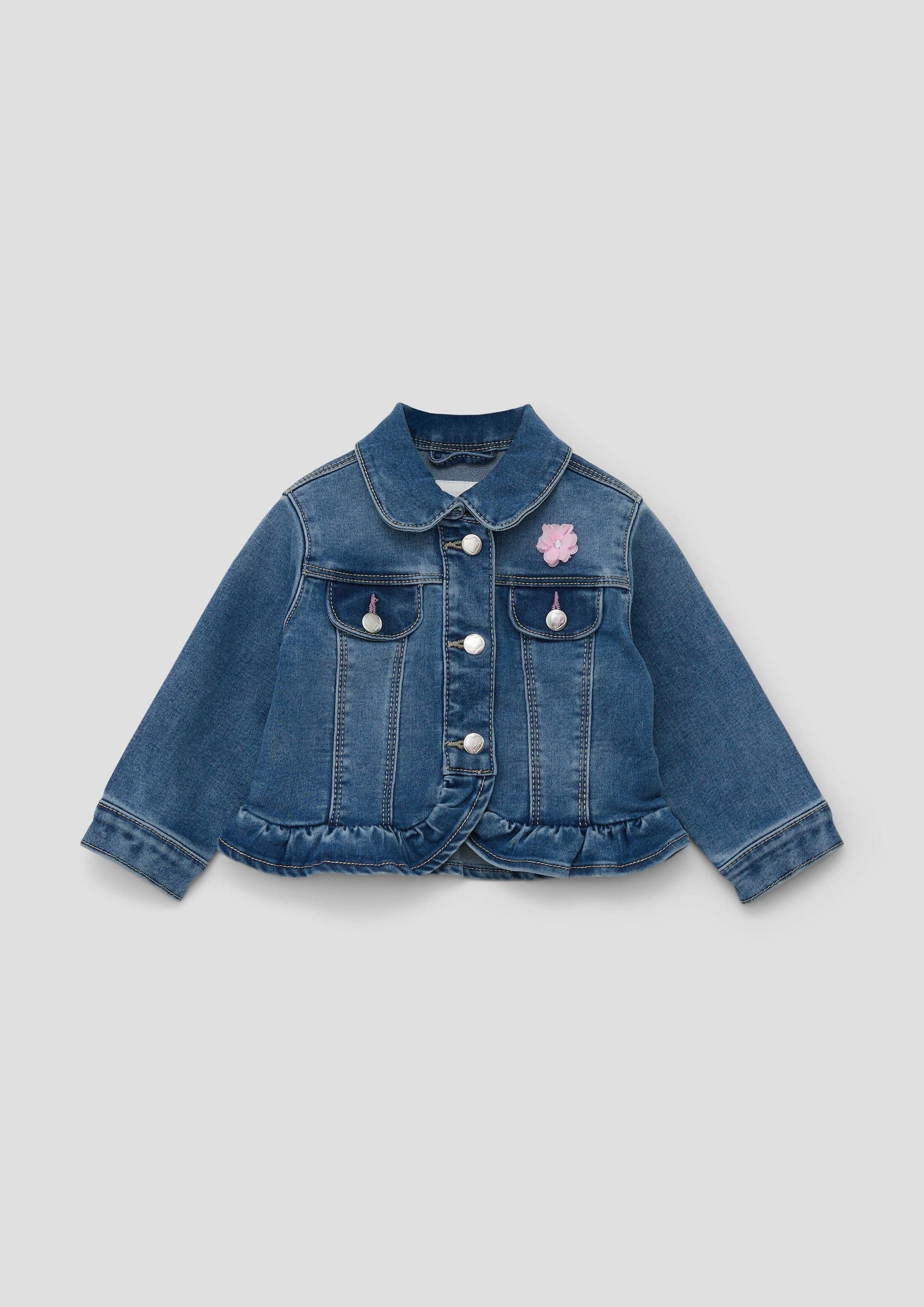 s.Oliver Funktionsjacke Indoor-Jacke Jeansjacke mit Chiffonblume