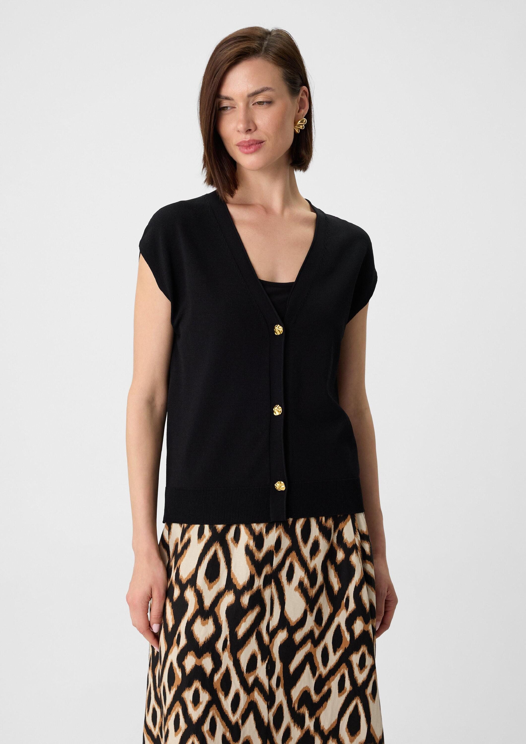 comma Funktionsweste Strickjacke Ärmelloser Cardigan mit dekorativen Metall günstig online kaufen