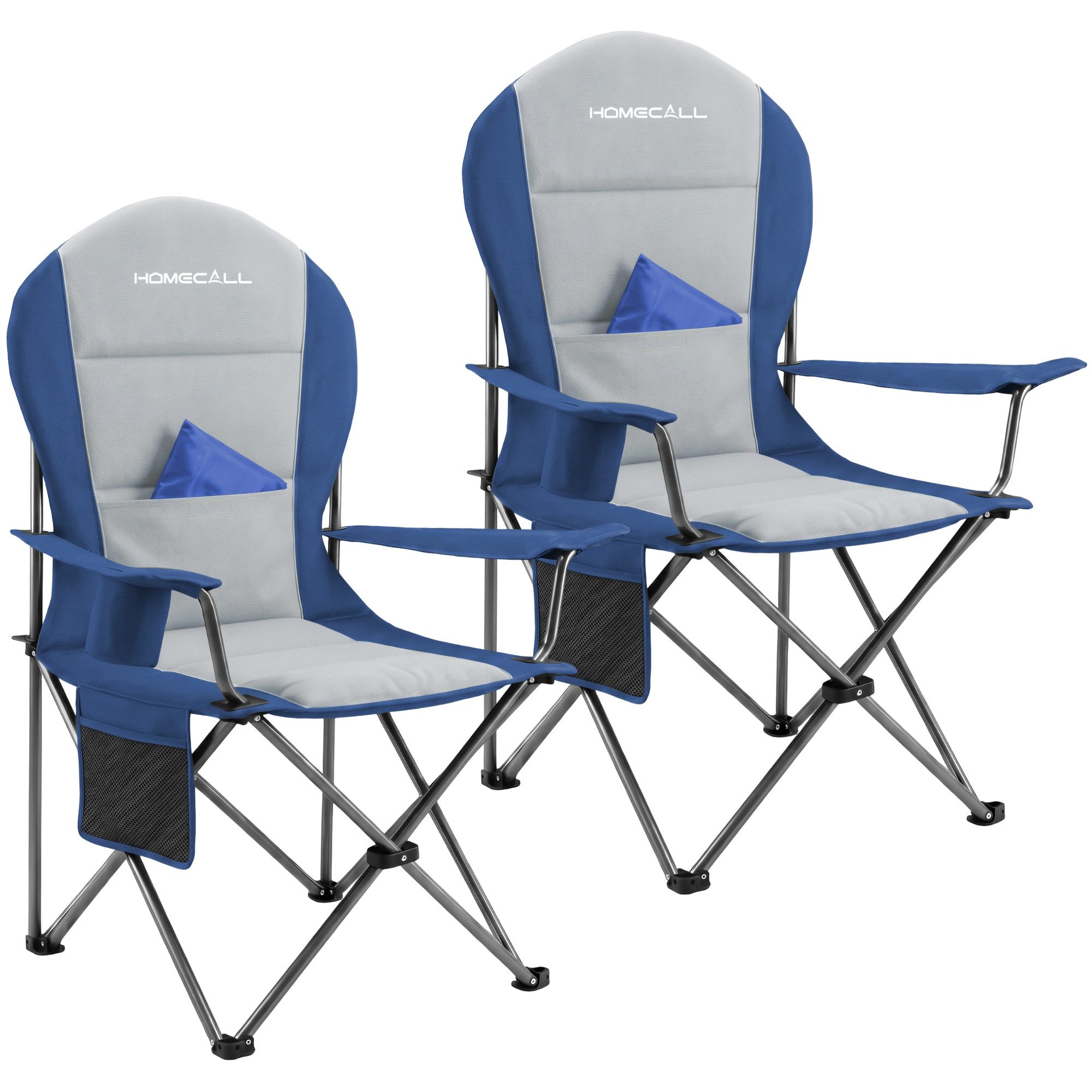 HOMECALL Campingstuhl Hochlehner 110cm mit Lendenwirbelstütze Klappstuhl Angelstuhl Faltbar (Bis 150kg, gepolstert, faltbar, stabil, 2 St), für Camp Garten Balkon