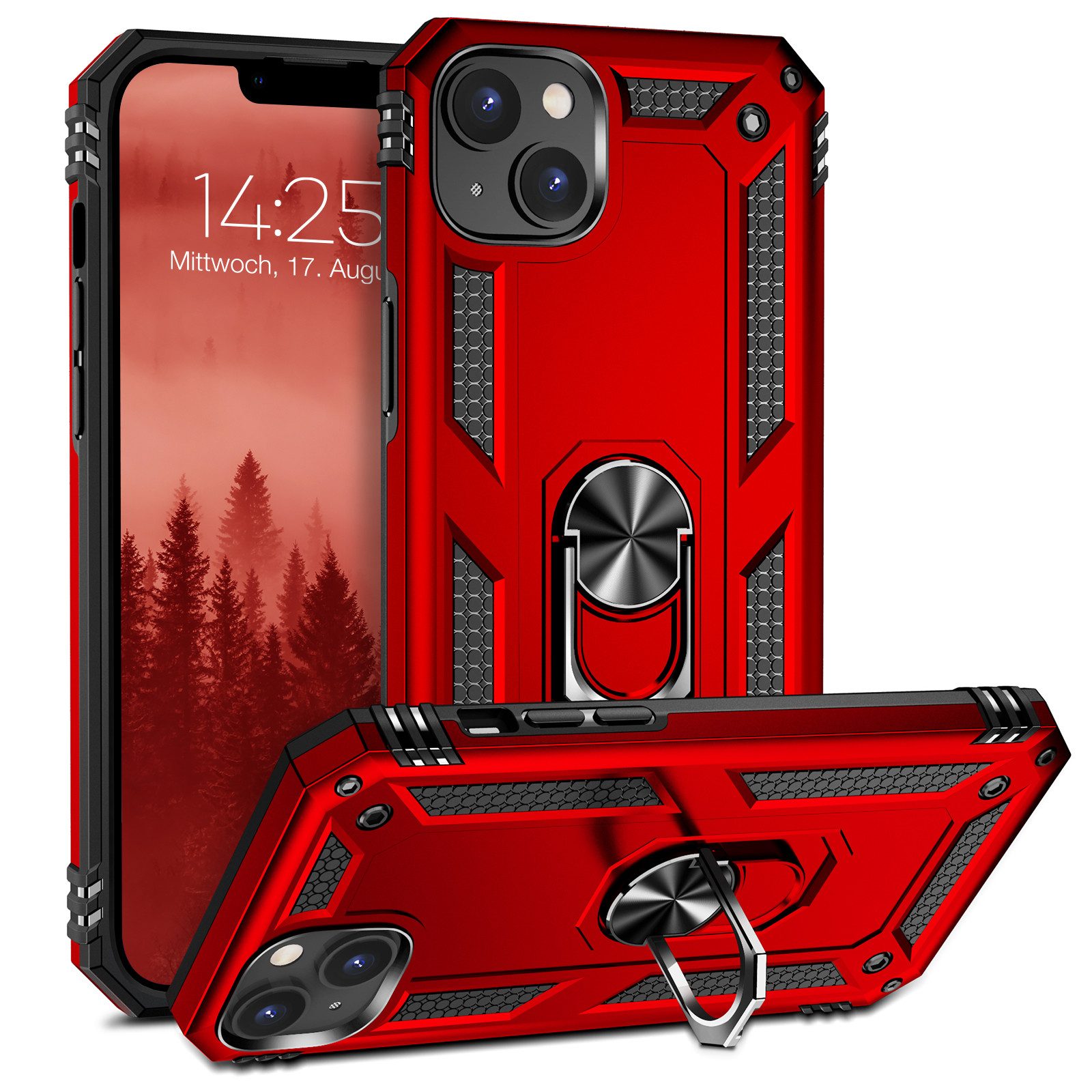 Tec-Expert Handyhülle Outdoor Cover Hülle für Apple iPhone 14 6.1 Zoll, 6.1, Premium Hülle aus verstärktem Polycarbonat