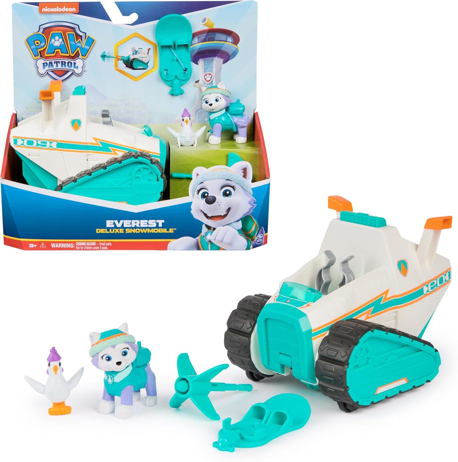 AMIGO Actionfigur Spin Master PAW Patrol Schneemobil + Everest-Figur Snowboard 3+