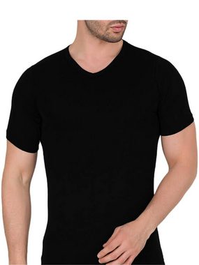Berrak Collection Unterhemd Kurzarm V-Ausschnitt Herren Slimfit Jersey Business Shirt Schwarz, BS1027
