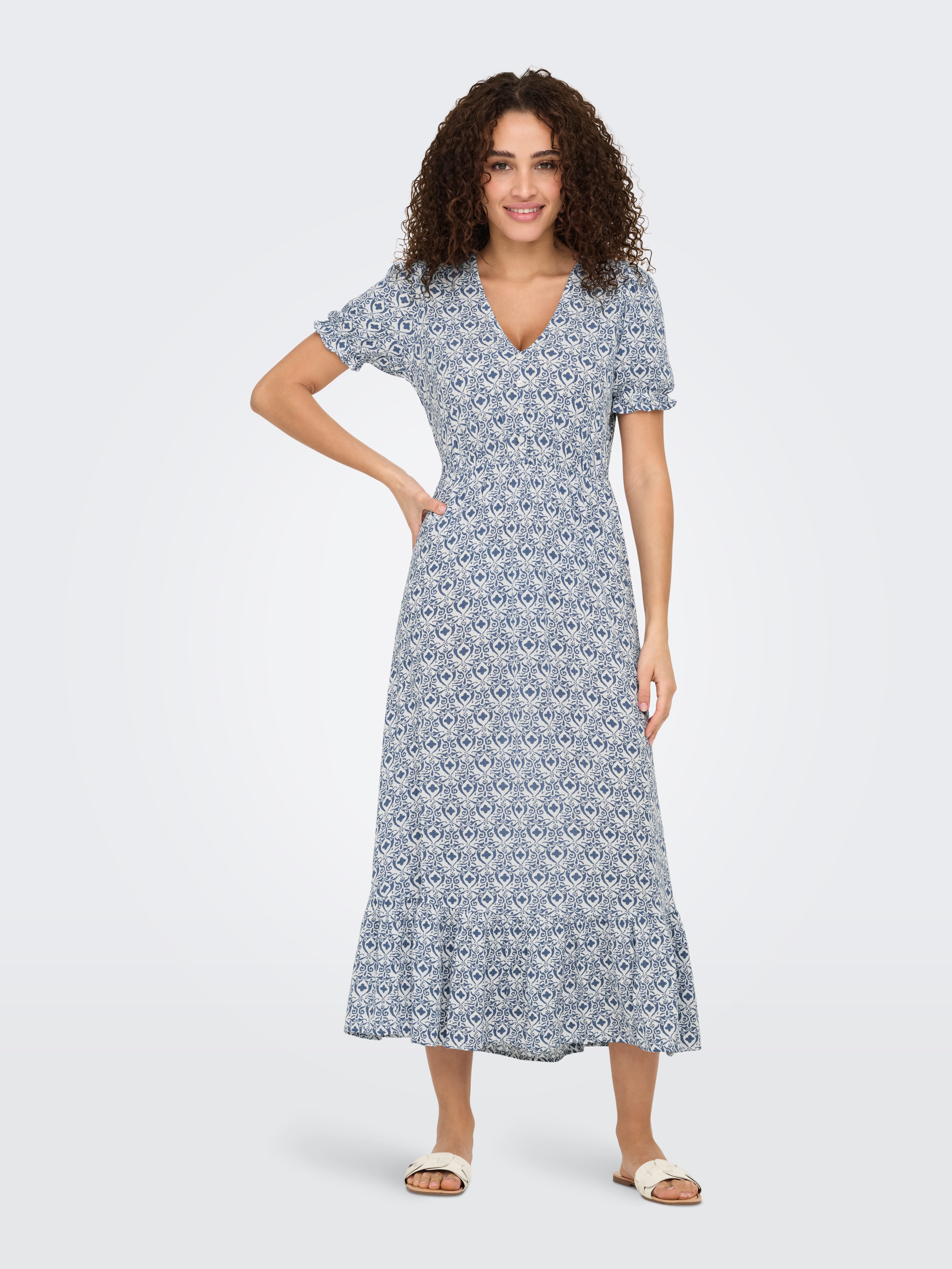 ONLY Maxikleid ONLCHIANTI S/S LONG DRESS WVN NOOS Viskose, regular fit günstig online kaufen