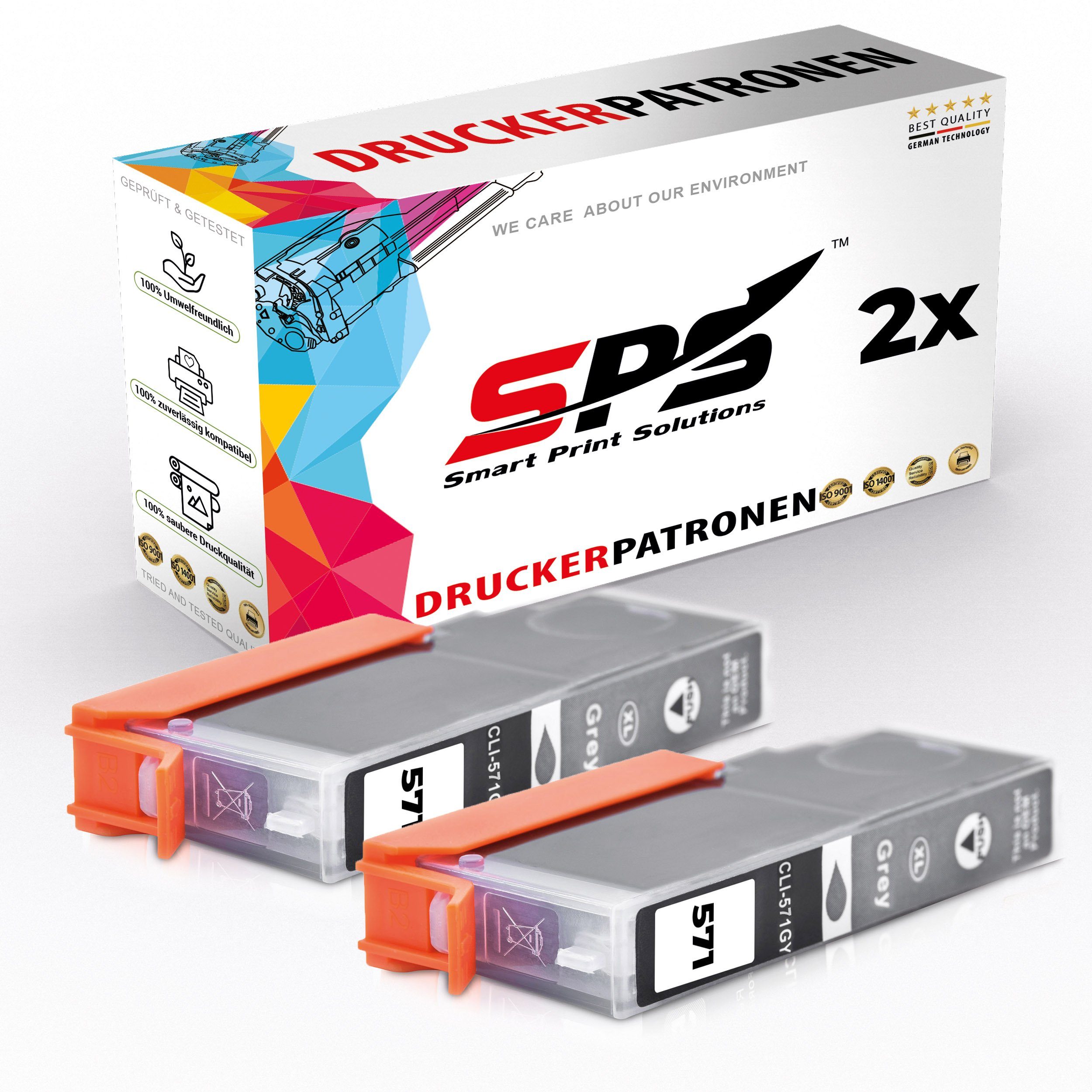 SPS 2x Kompatibel CLI571GYXL Druckerpatronen Grau für Canon Pixma TS8050 Nachfülltinte (für Canon, 2er Pack, x)