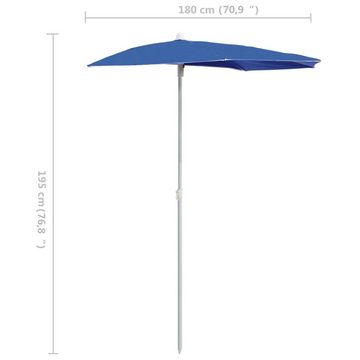 vidaXL Balkonsichtschutz Halb-Sonnenschirm mit Mast 180x90 cm Azurblau