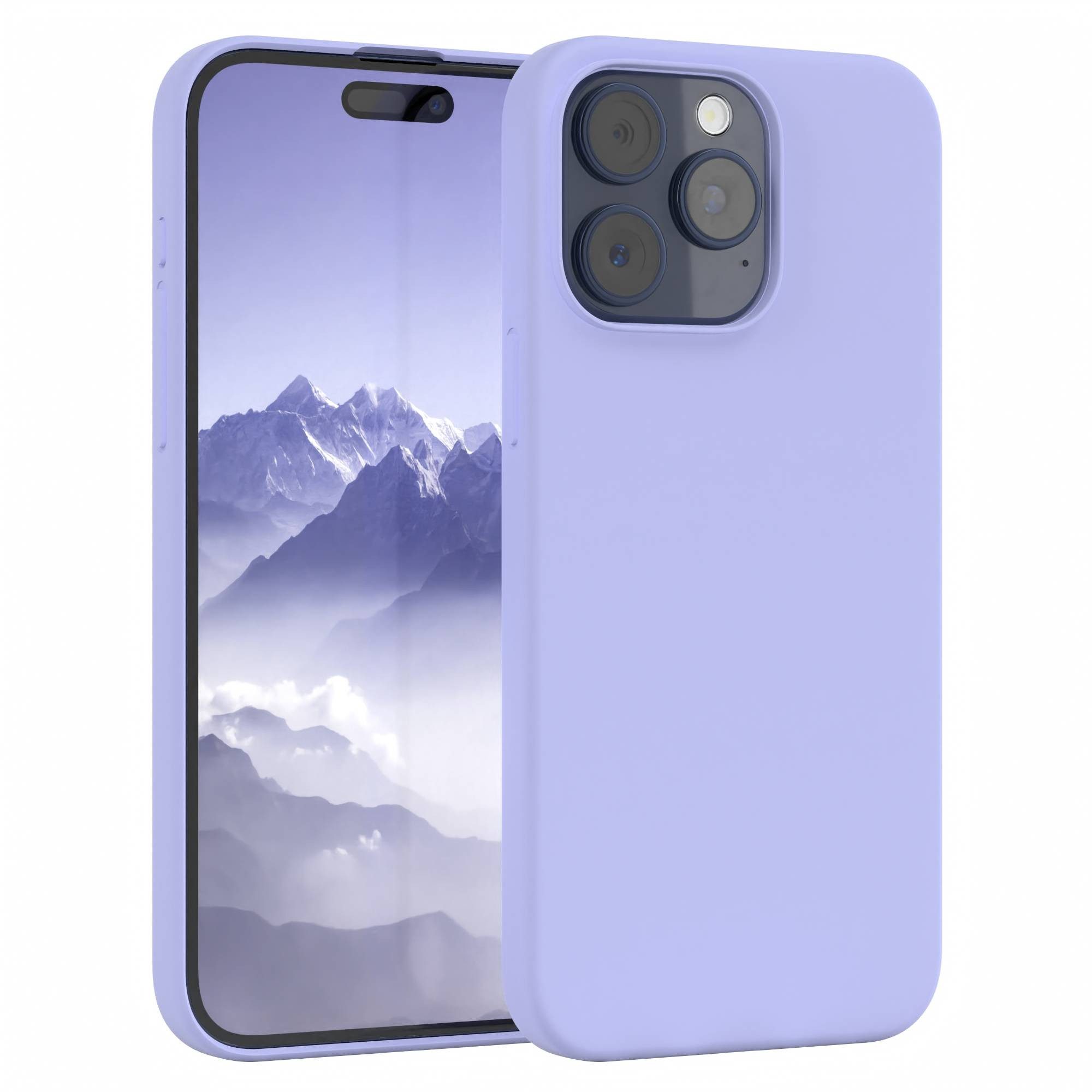 EAZY CASE Handyhülle Premium Silikon Case für Apple iPhone 15 Pro Max 6,7 Zoll, Handytasche aus Silikon Slimcover stoßfest Violett / Lila Lavendel
