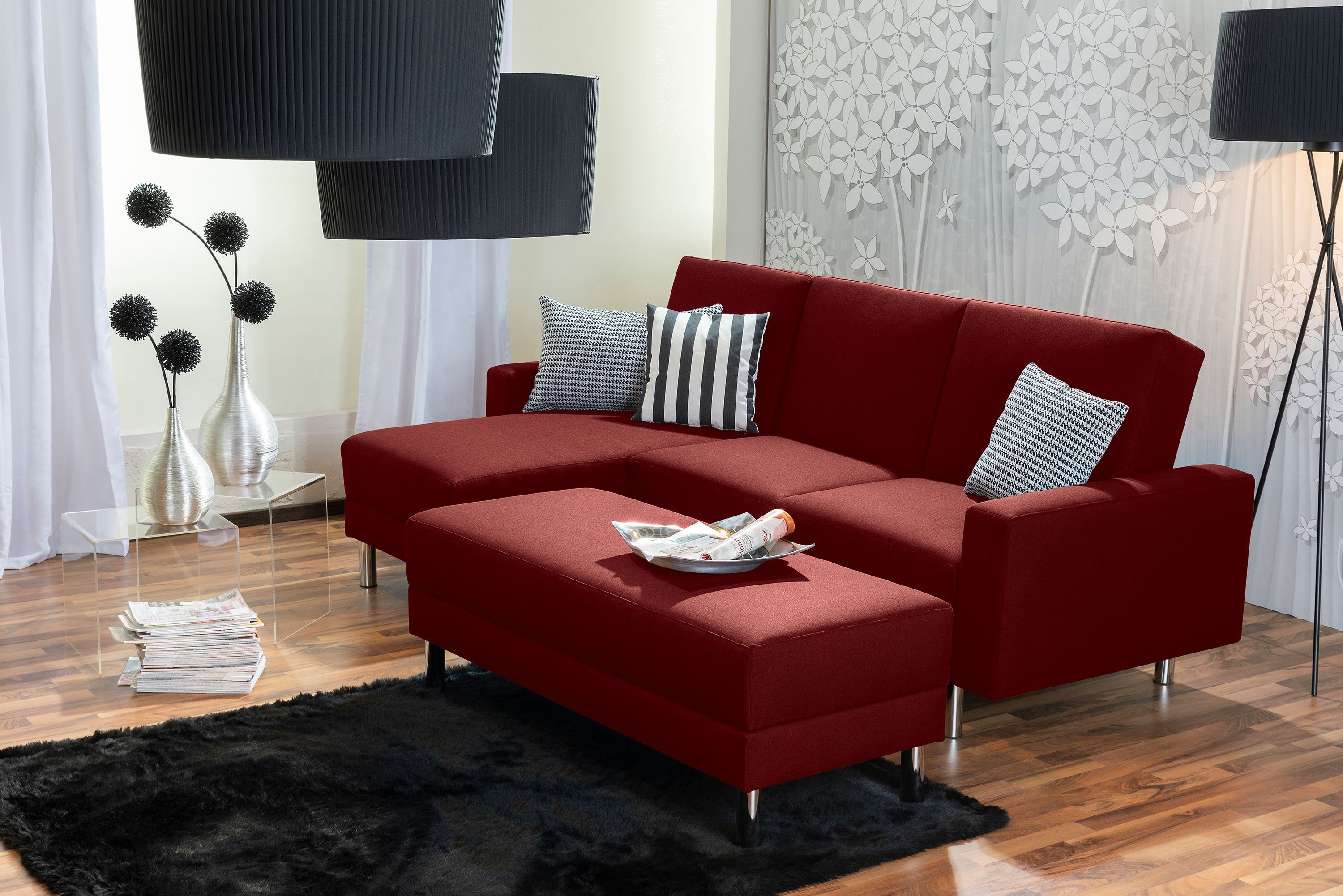 Max Germany Loungesofa Funktionssofa Flachgewebe in Just Made 1 Stück, Fashion rot, Winzer®