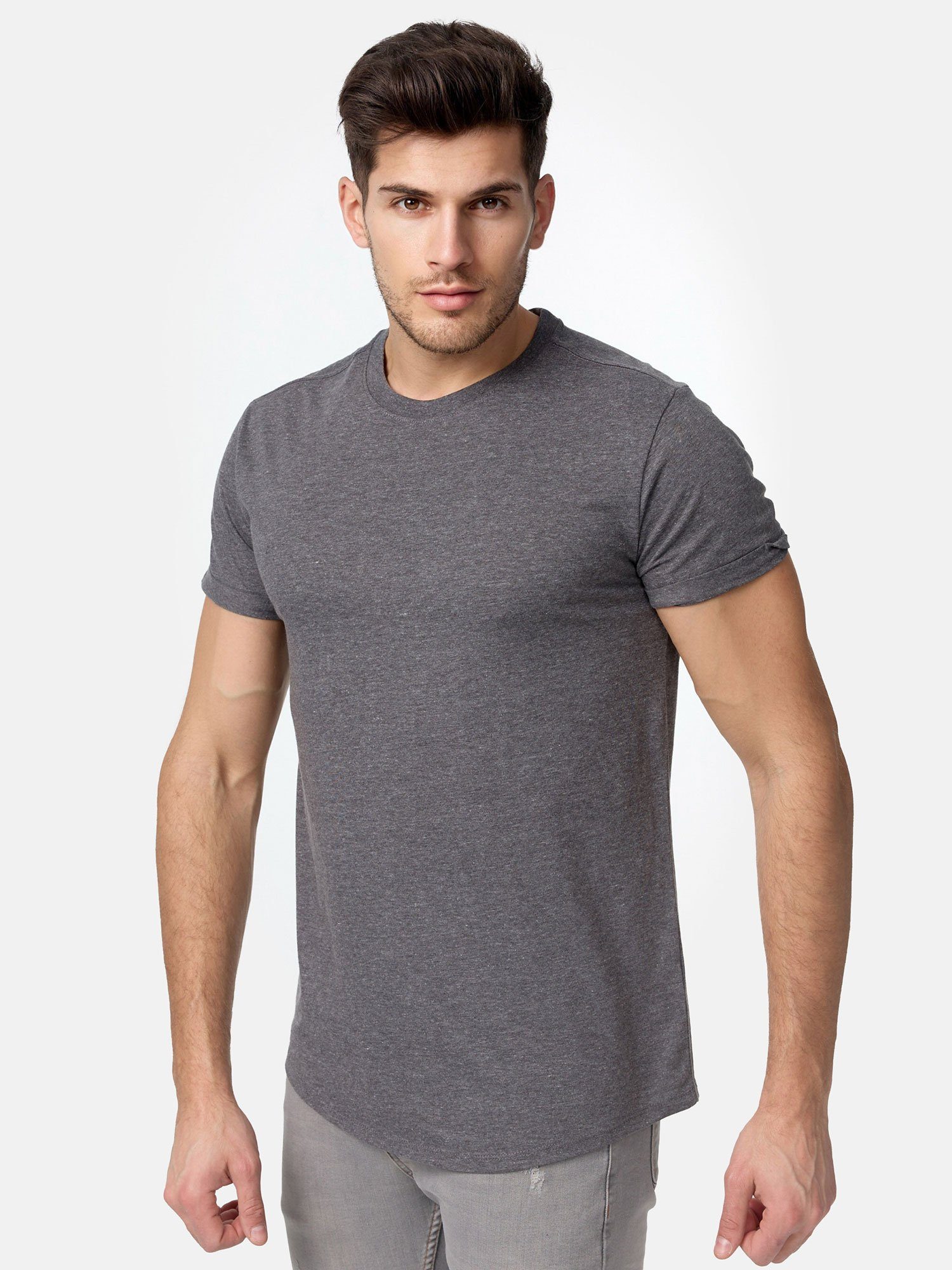 E105 Basic Rundhalsshirt T-Shirt anthrazit Tazzio Herren