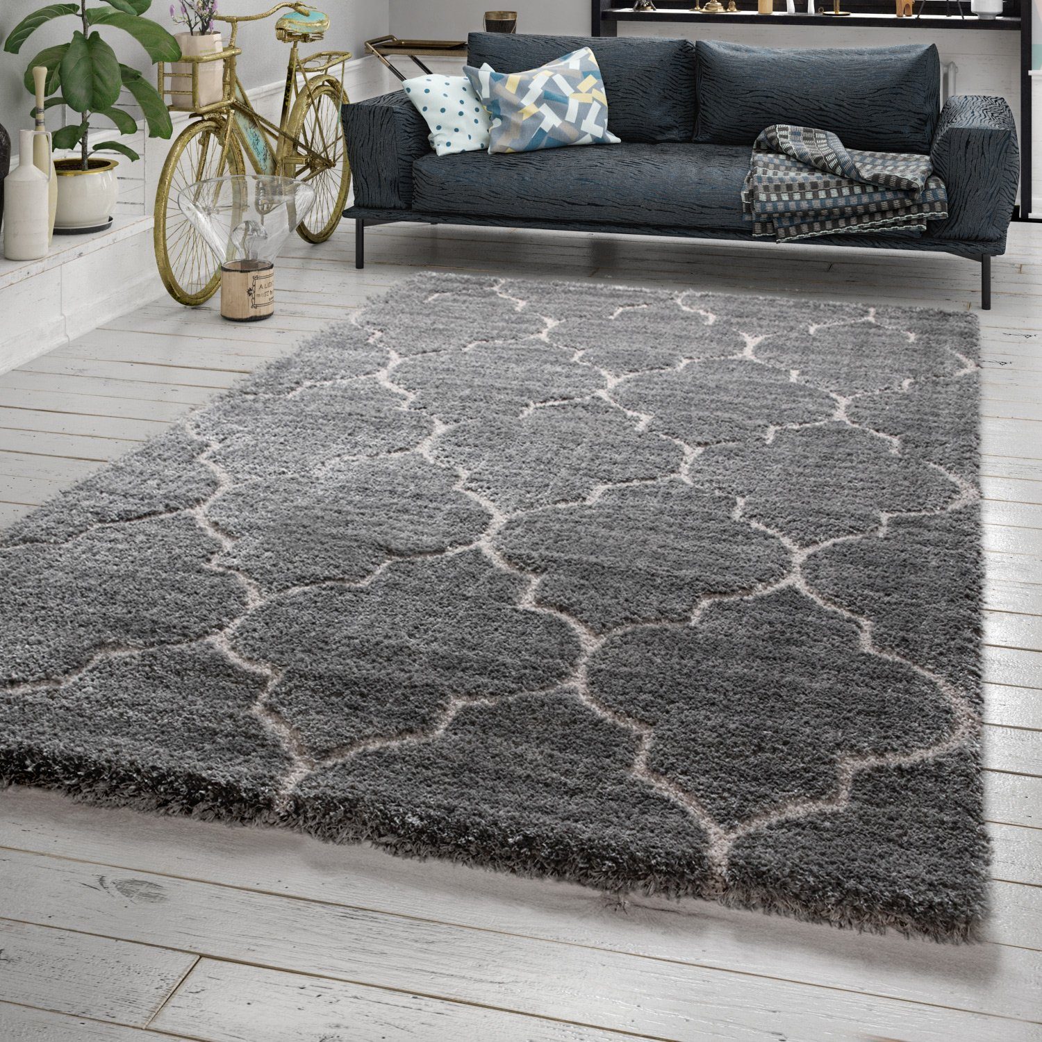 Hochflor-Teppich Hochflor-Teppich Designer-Shaggy Für Wohnzimmer Mit Orient, TT Home, Läufer, Höhe: 44 mm