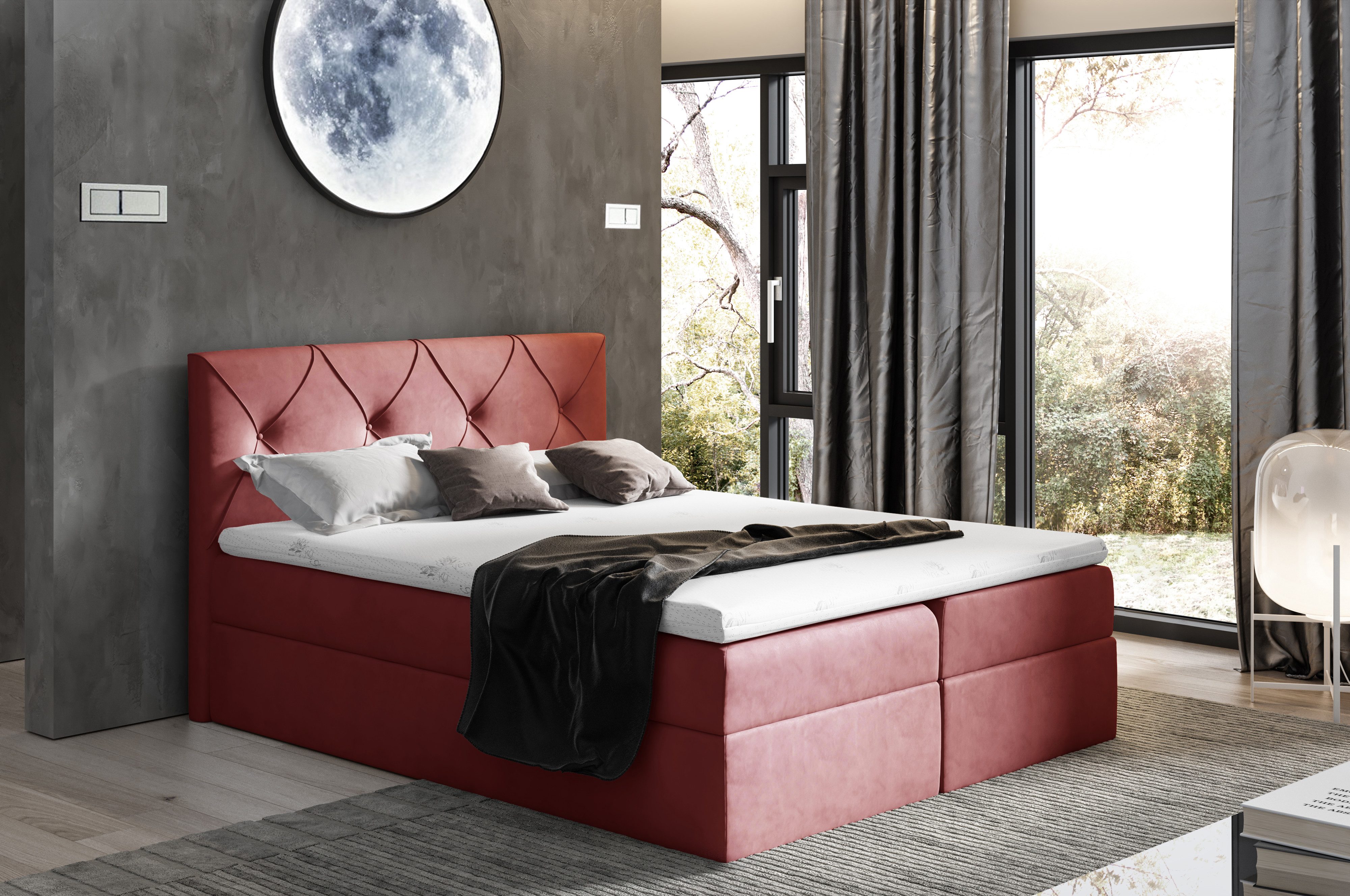 MF Design Boxspringbett Boxspringbett CRYSTAL mit Bettkasten und Federautomatik, Vorhanden