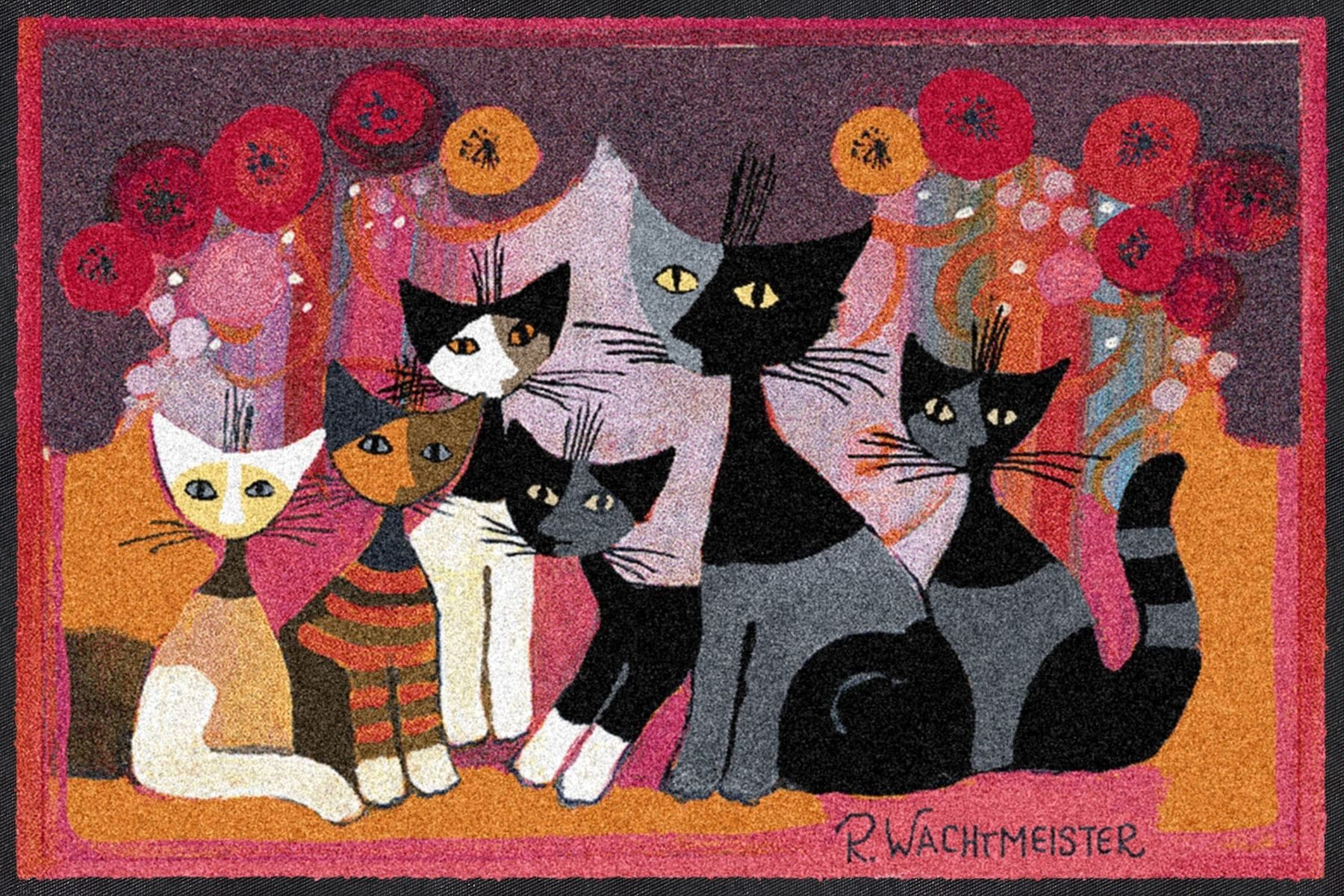 Salonloewe Fußmatte Fußmatte 50x75 Rosina Wachtmeister Festa dei Gatti pink, Eingangsmatte normal, Höhe: 500 mm