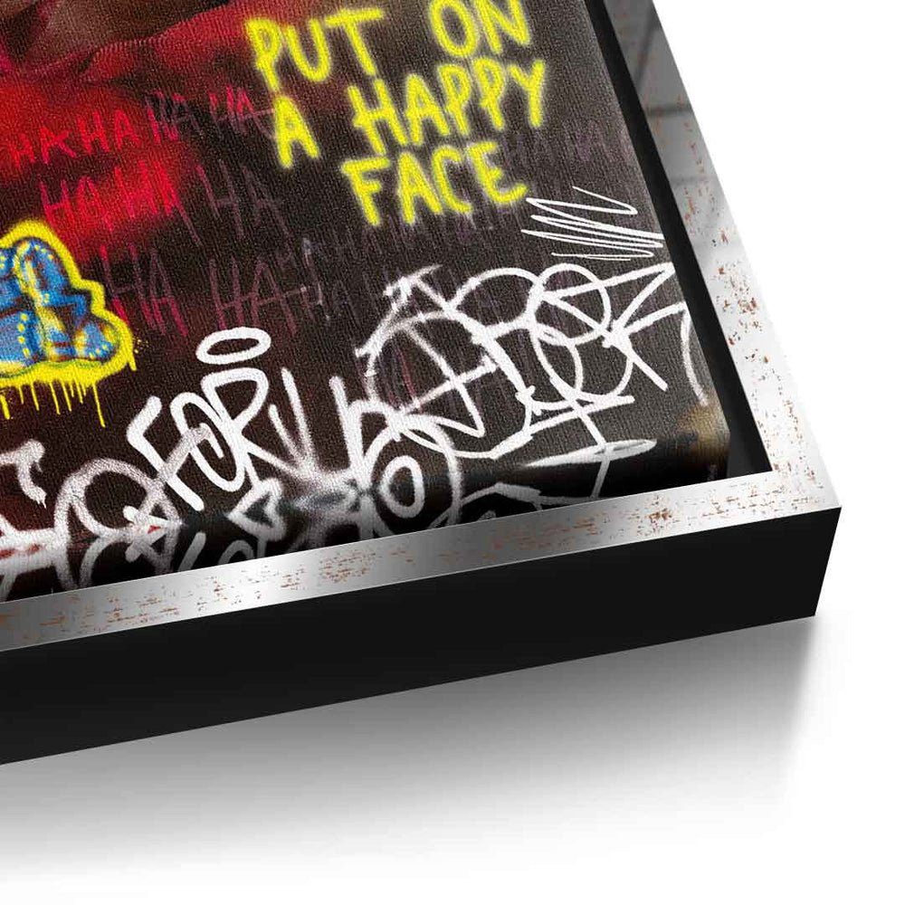 DOTCOMCANVAS® Leinwandbild, Joker Leinwandbild ohne Art Collage Batman Rahmen Pop Graffiti