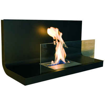 Radius Echtfeuer-Dekokamin Wall Flame I schwarz Ethanolkamin mit Sicherheitsglas - 536 c
