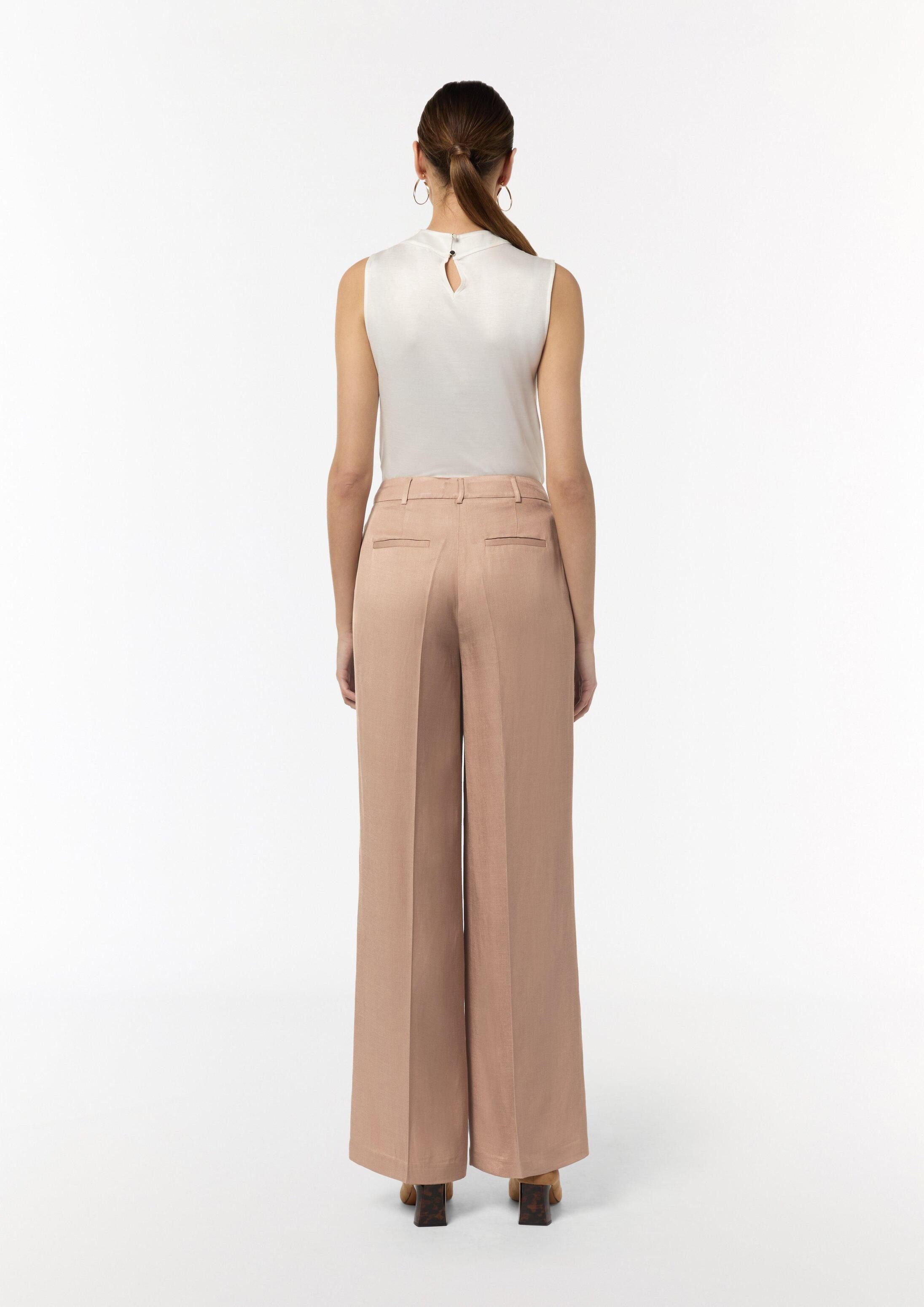 comma Chinos Hose Wide-Leg-Hose aus Leinenmix