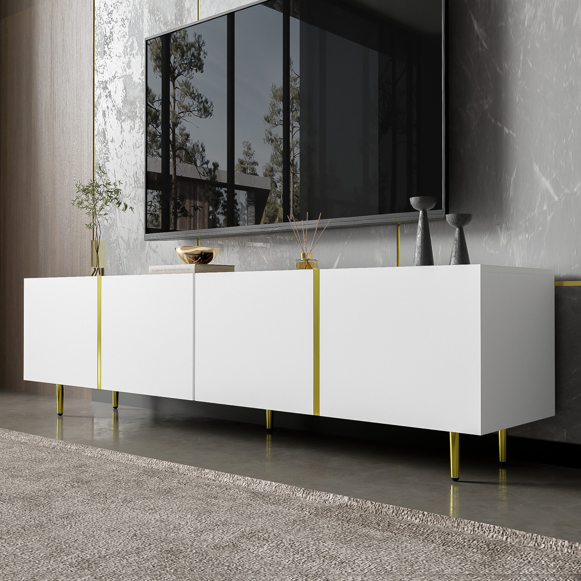 Merax Lowboard hochglanz TV-Schrank mit 4 günstig online kaufen