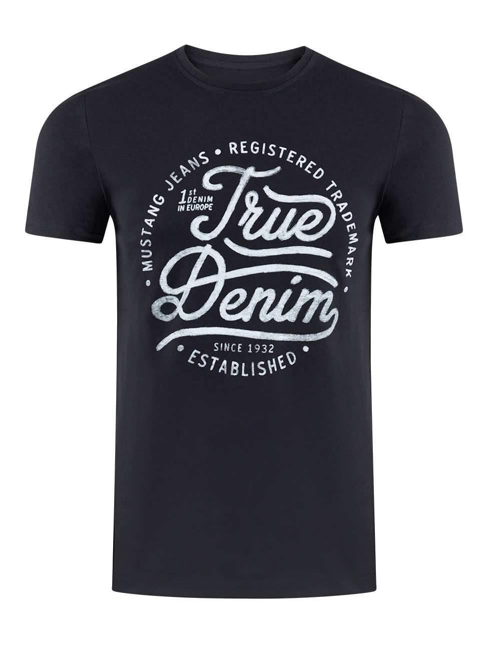 MUSTANG T-Shirt Herren Printshirt Regular Fit (1-tlg) Kurzarm Tee Shirt mit günstig online kaufen