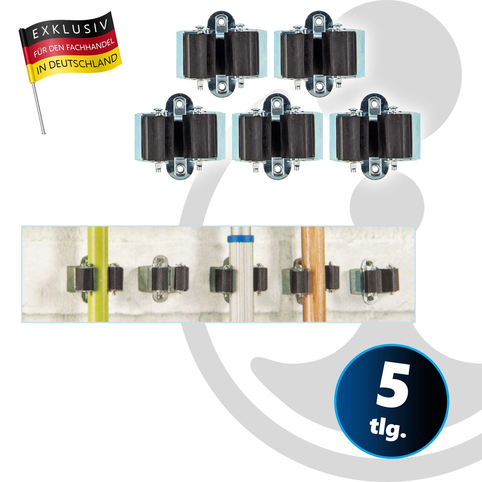 MASTERPROOF PROFESIONAL Wandhalterung Werkzeughalter, Gerätehalter, Besenhalter, 5-teilig, bis Ø 4 cm