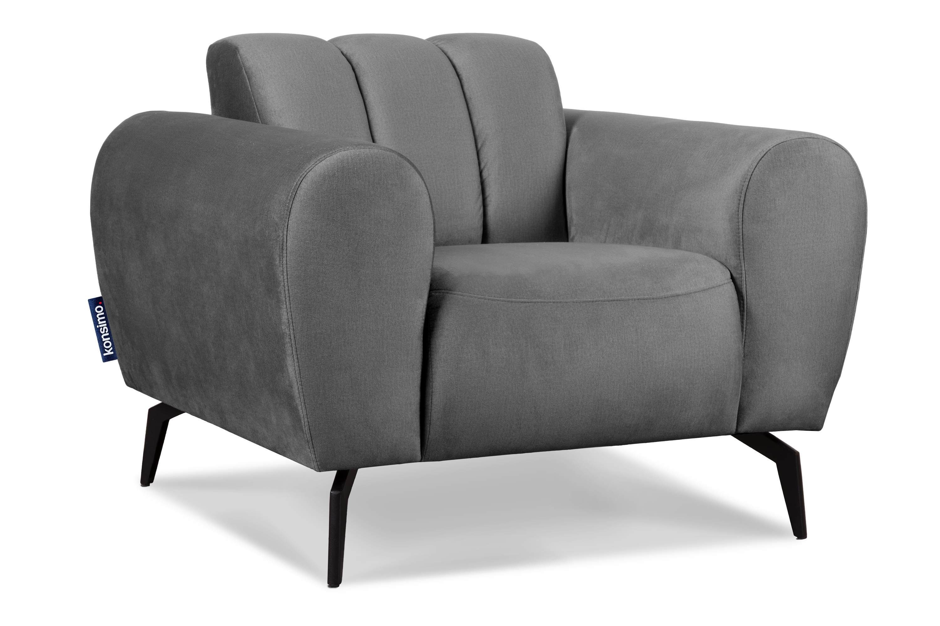 Gewebe wasserabweisenden Eigenschaften, hellgrau modernes mit RUBERO Design Konsimo breiten Sessel | hellgrau mit Armlehnen,