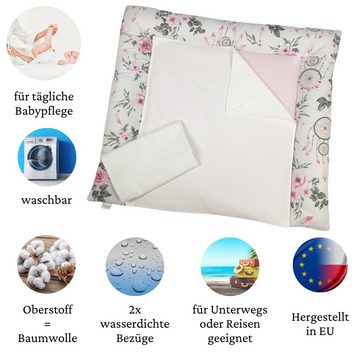 Babymajawelt Wickelauflage Stoff Wickelauflage Set 3 Teile - Super Soft 70x75 cm (Set, Wickelauflage + 2 Bezüge, 3-tlg), Made in EU, Plastikfrei, Waschbar, Weich, Allergikergeeignet, Modern