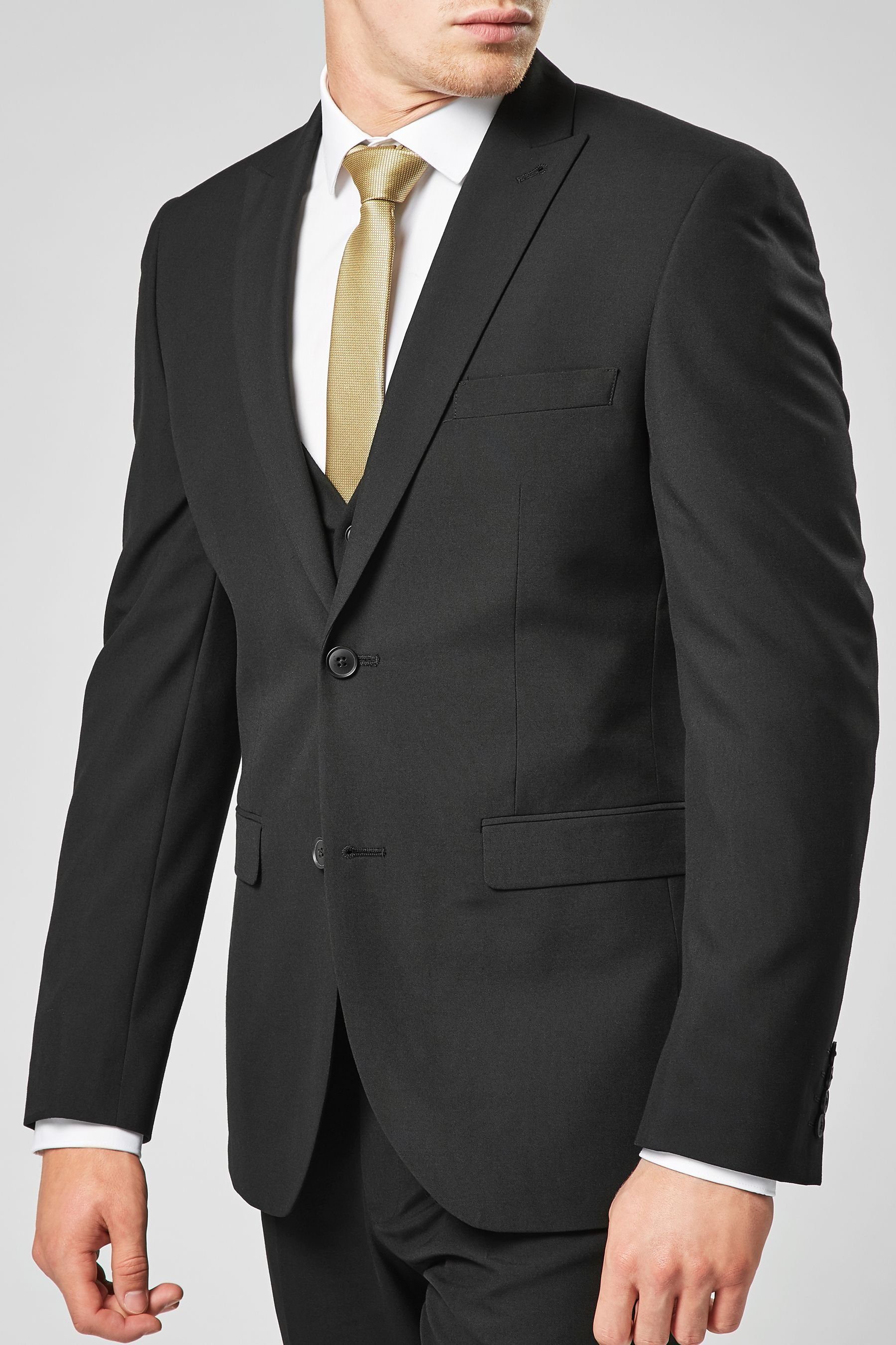 Baukastensakko Anzug zwei mit Next Fit (1-tlg) Black Jacke Knöpfen: Tailored